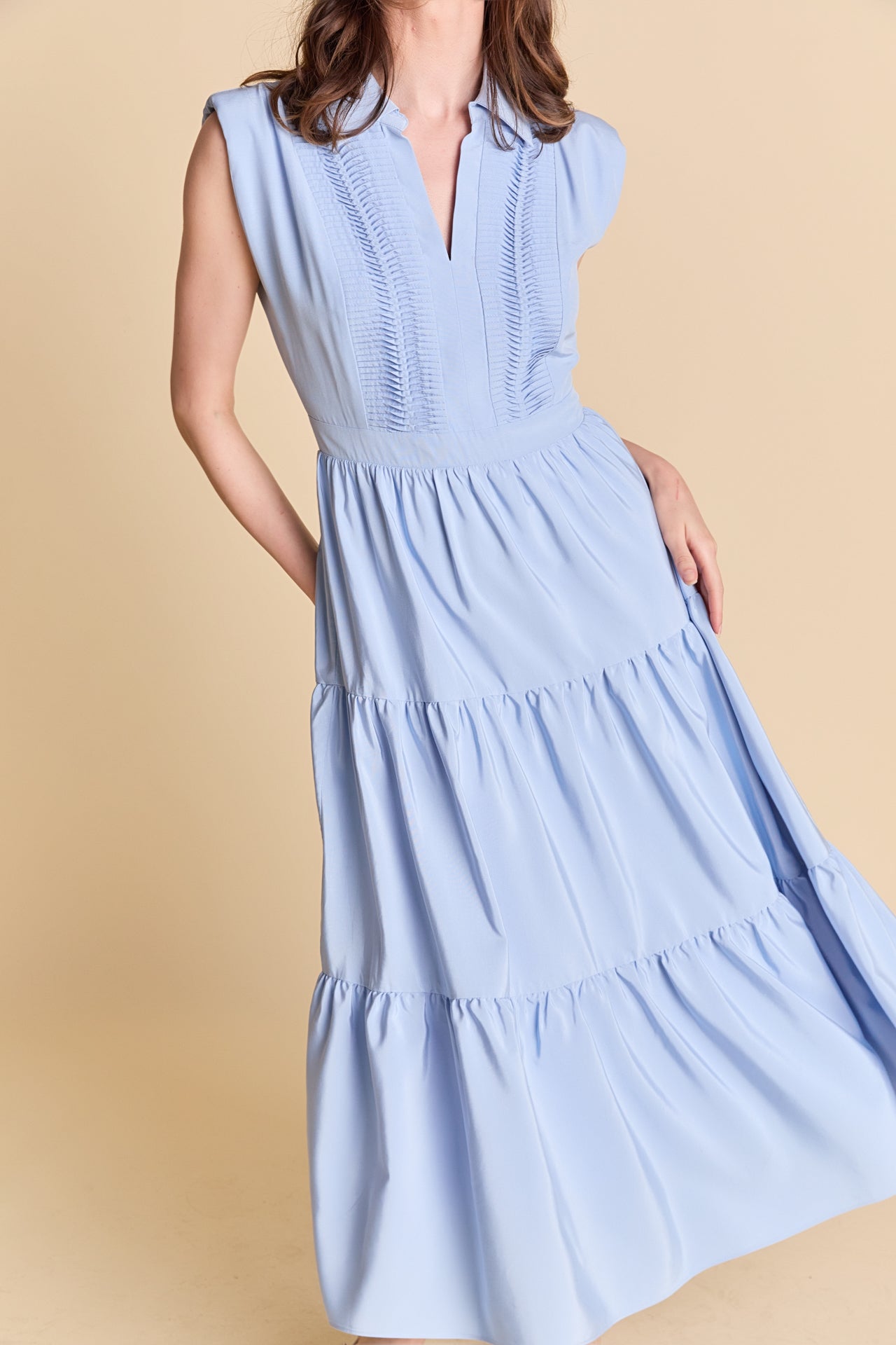 ENDLESS ROSE - Pintuck Details Sleeveless Midi Dress - DRESSES available at Objectrare