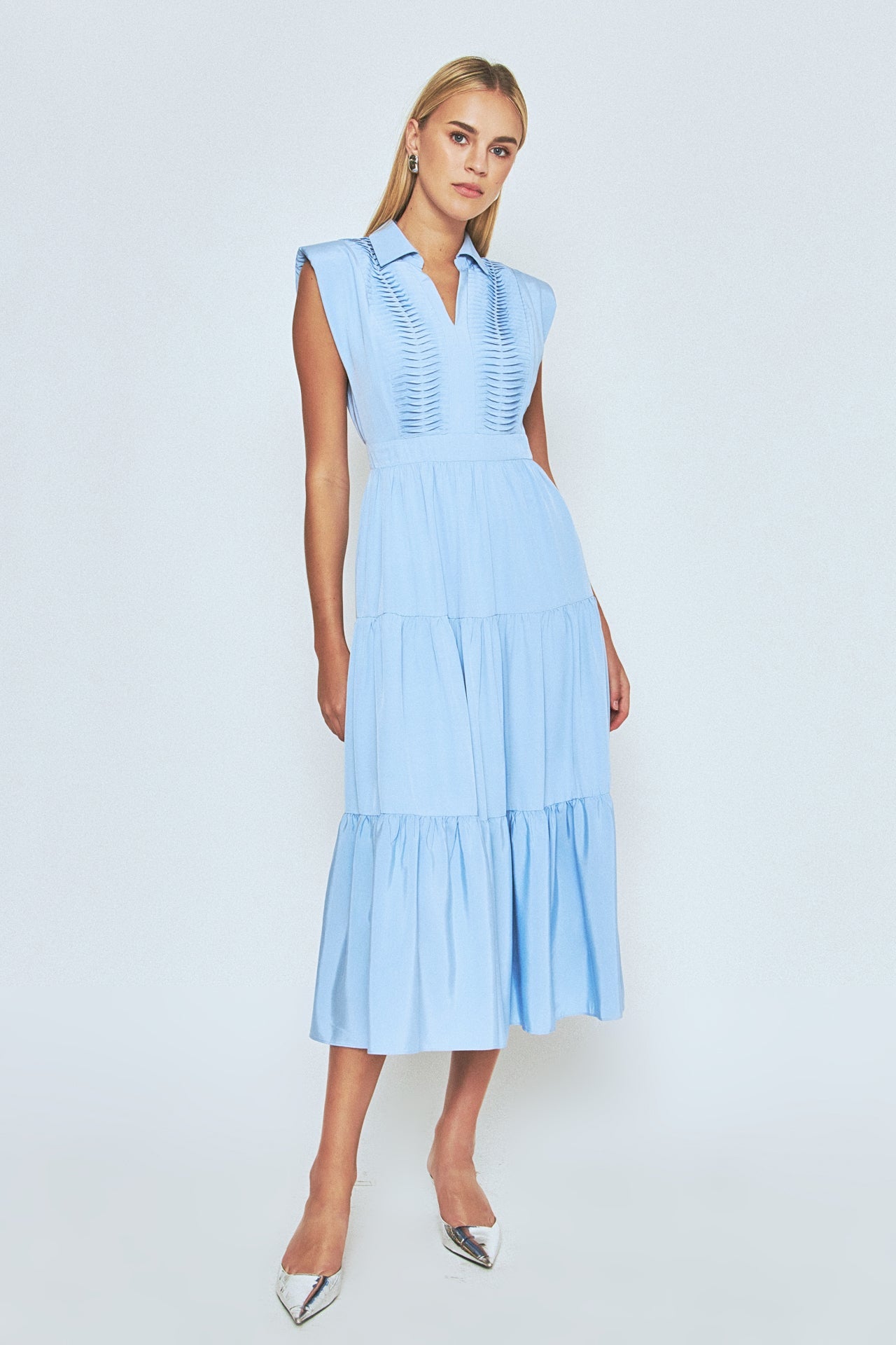 ENDLESS ROSE - Pintuck Details Sleeveless Midi Dress - DRESSES available at Objectrare