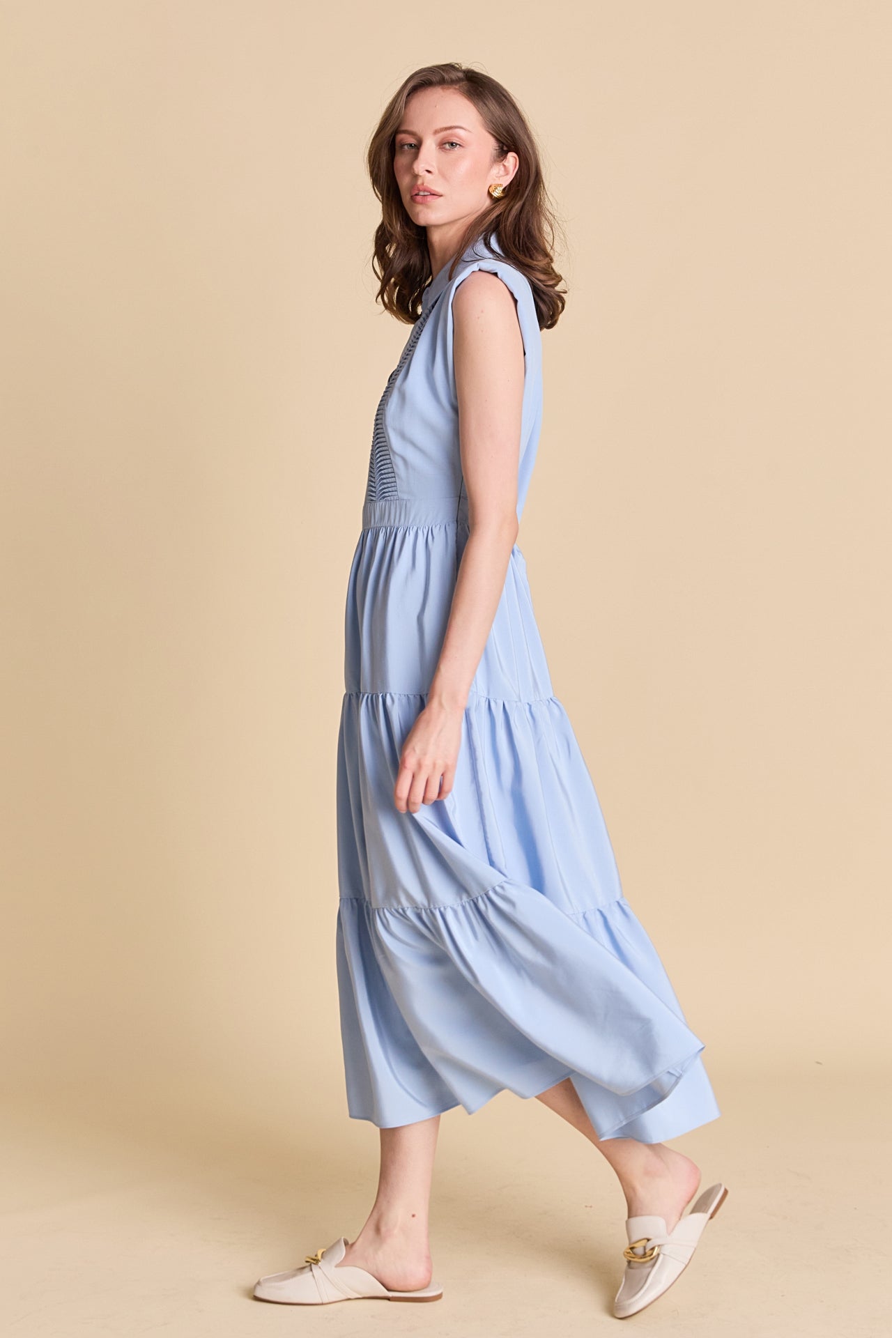 ENDLESS ROSE - Pintuck Details Sleeveless Midi Dress - DRESSES available at Objectrare
