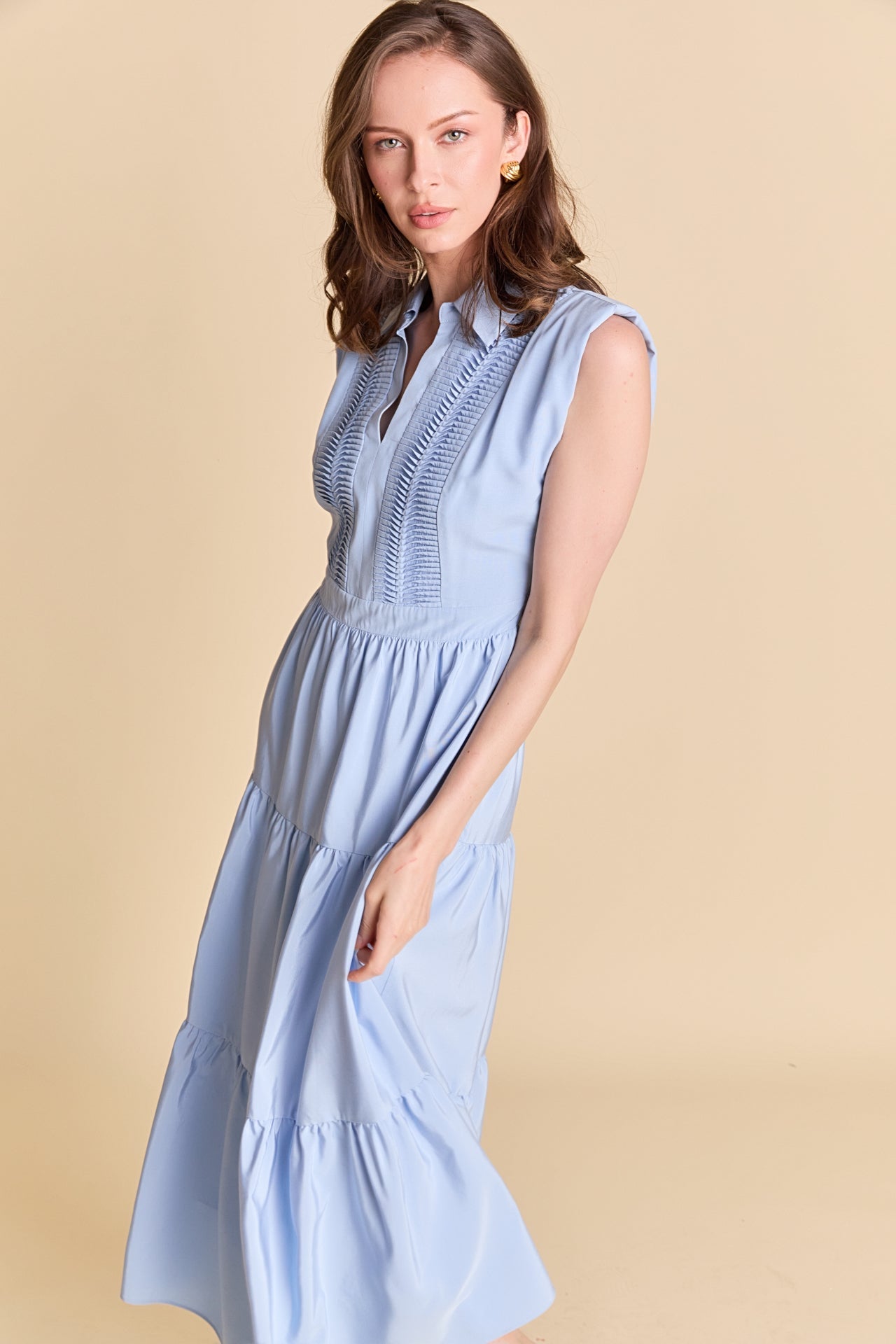 ENDLESS ROSE - Pintuck Details Sleeveless Midi Dress - DRESSES available at Objectrare
