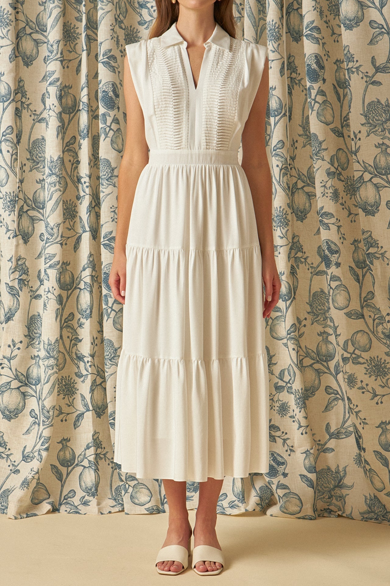 ENDLESS ROSE - Pintuck Details Sleeveless Midi Dress - DRESSES available at Objectrare