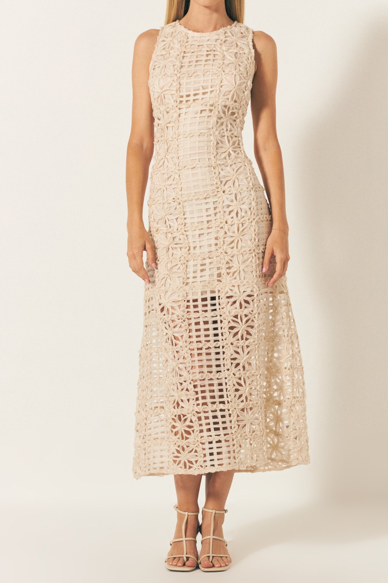 ENDLESS ROSE - Textured Sleeveless Maxi Dress - DRESSES available at Objectrare