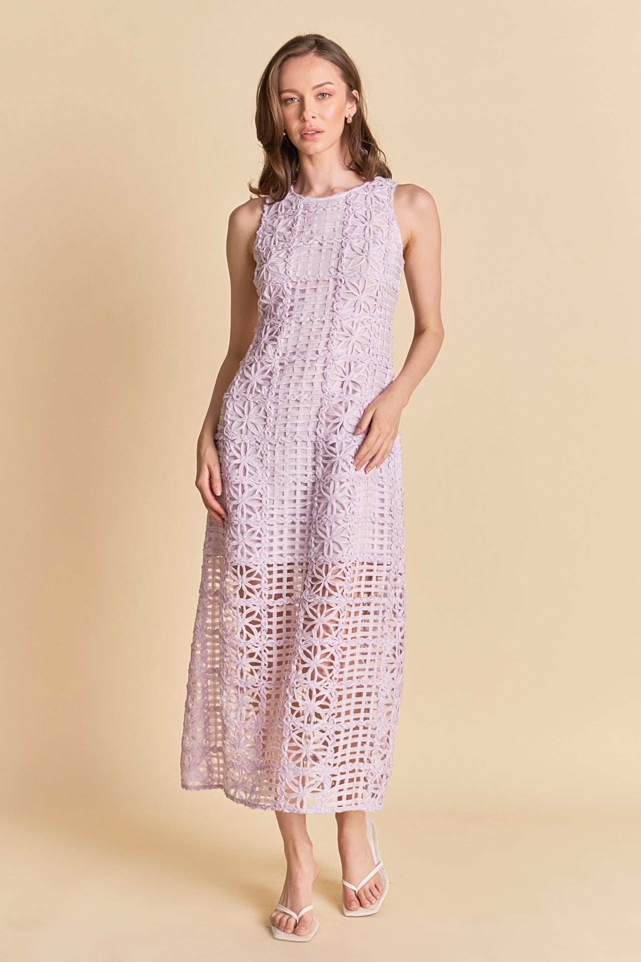 Textured Sleeveless Lined Maxi Dress