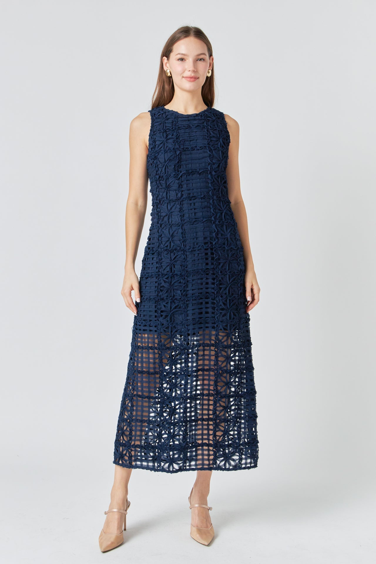 Textured Sleeveless Maxi Dress