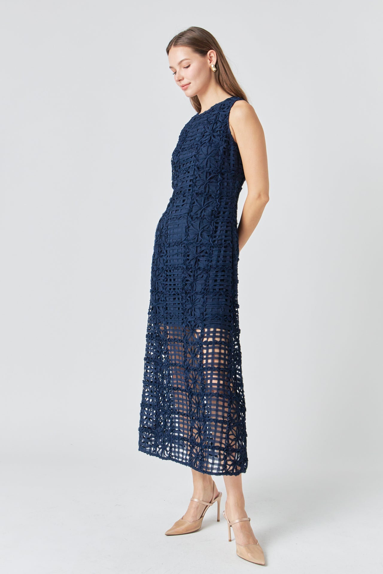 Textured Sleeveless Maxi Dress