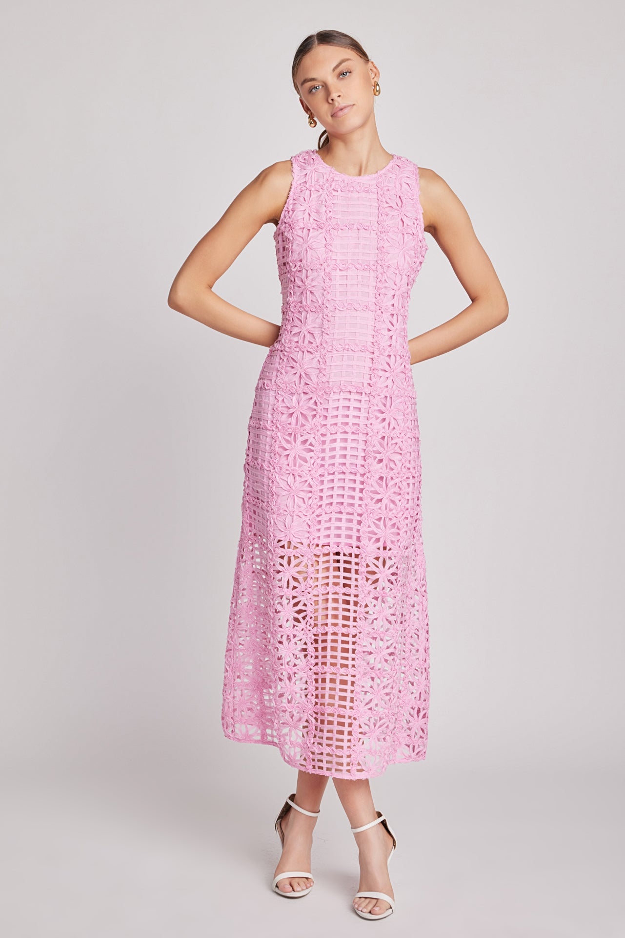 Textured Sleeveless Lined Maxi Dress