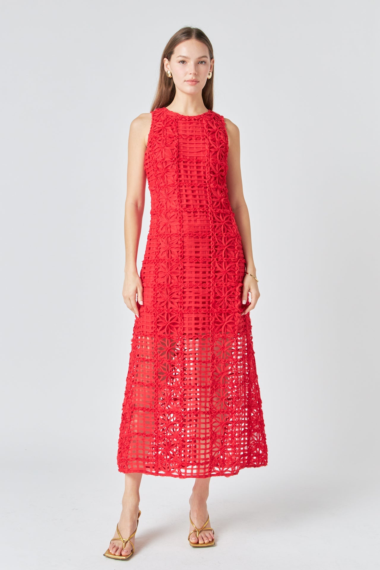 Textured Sleeveless Maxi Dress
