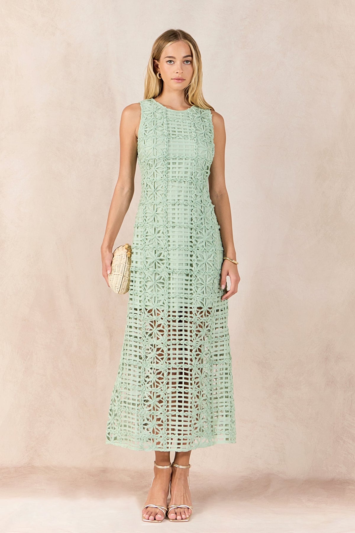 ENDLESS ROSE - Textured Sleeveless Maxi Dress - DRESSES available at Objectrare