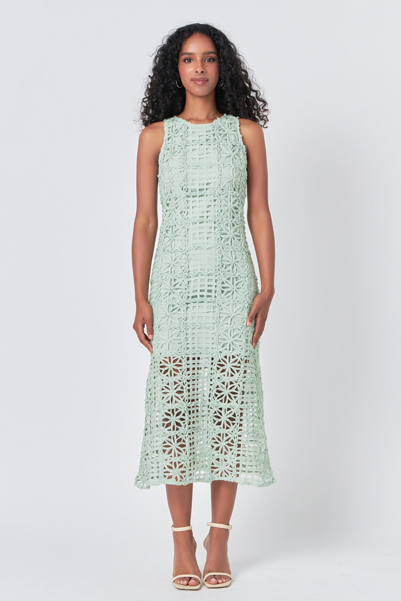 Textured Sleeveless Lined Maxi Dress