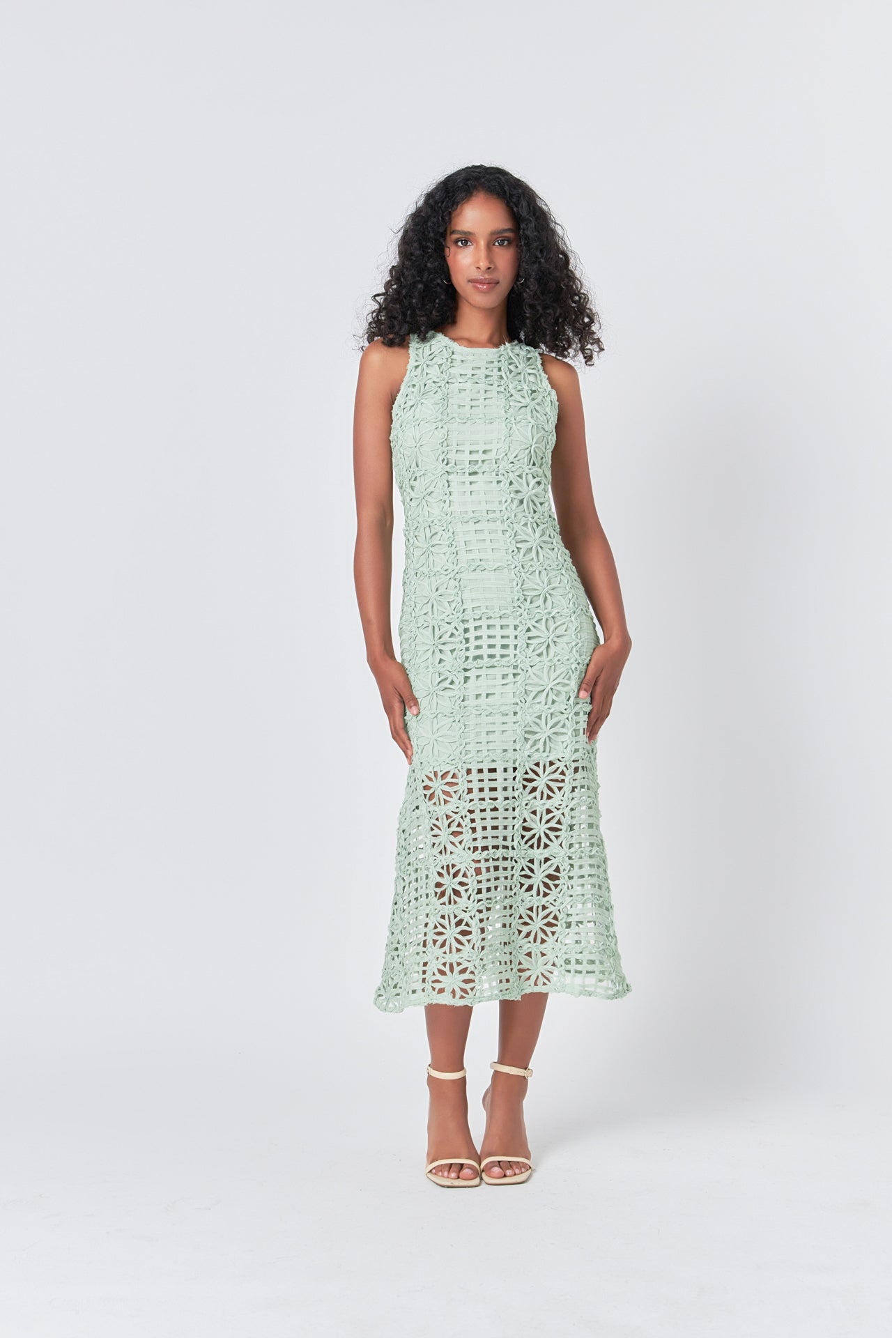 Textured Sleeveless Lined Maxi Dress