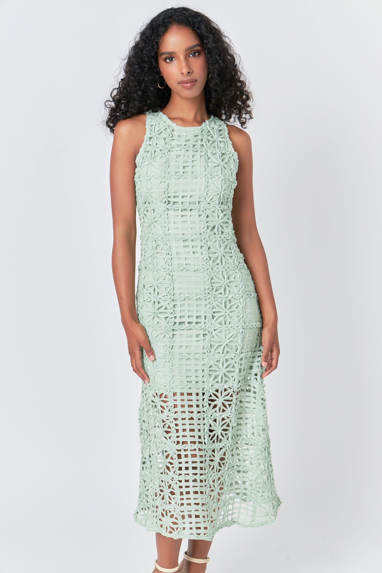 Textured Sleeveless Lined Maxi Dress