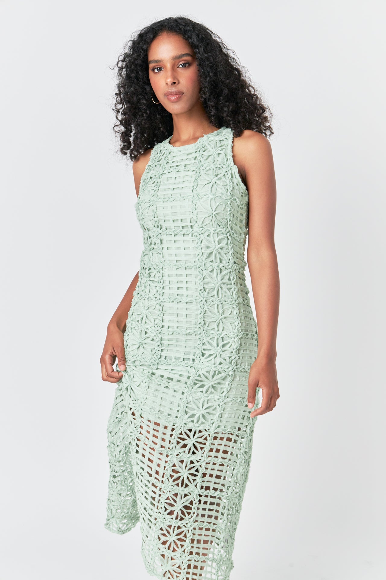 ENDLESS ROSE - Textured Sleeveless Maxi Dress - DRESSES available at Objectrare