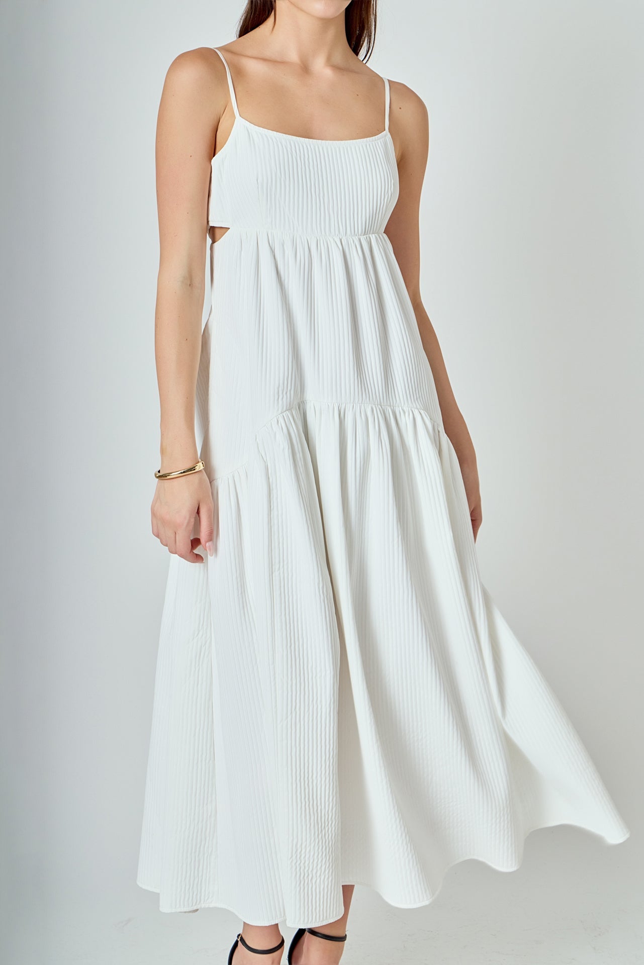 ENDLESS ROSE - Evelyn Sleeveless Textured Cutout Maxi Dress - DRESSES available at Objectrare