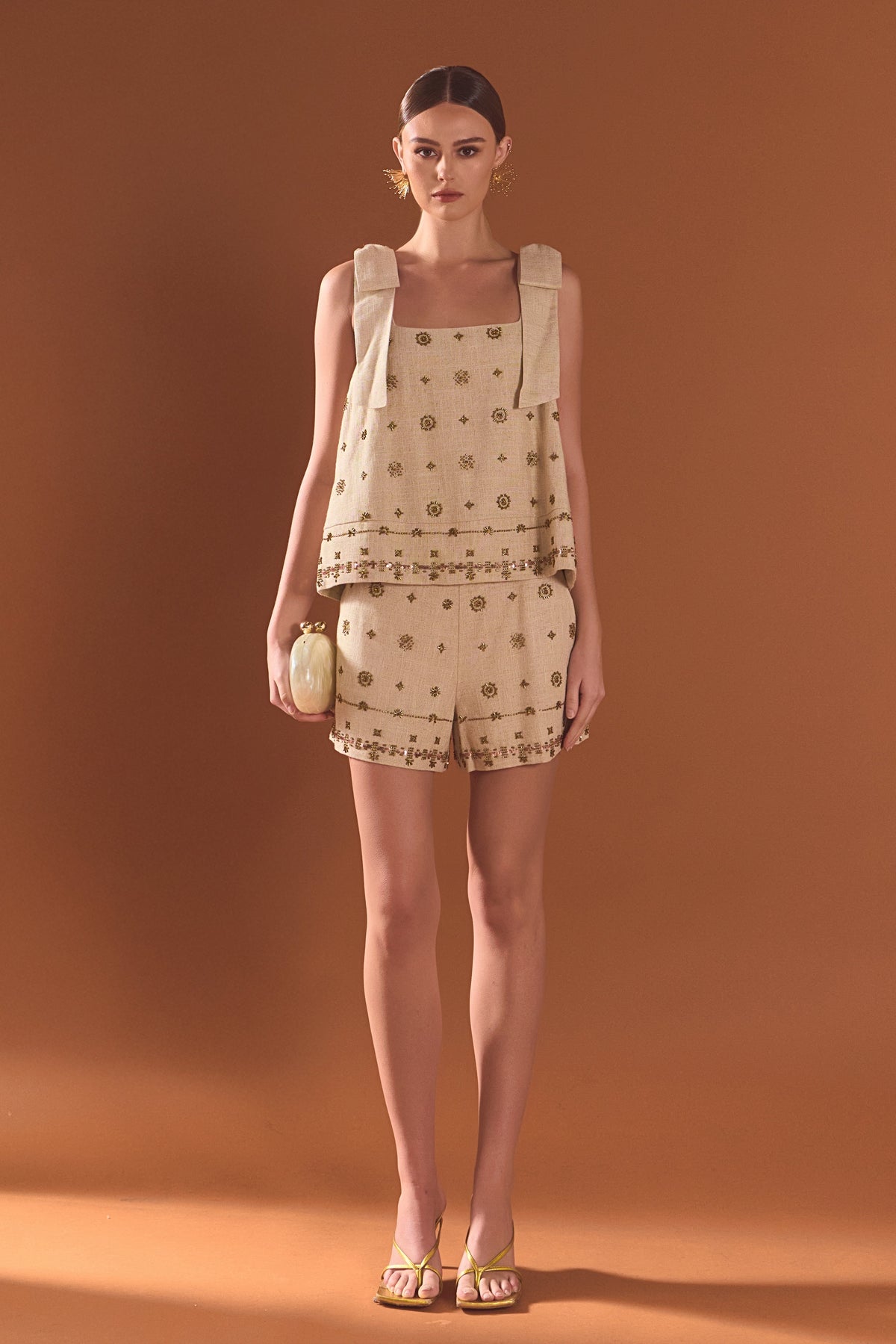 ENDLESS ROSE - Bow Sleeveless Beaded Top - TOPS available at Objectrare