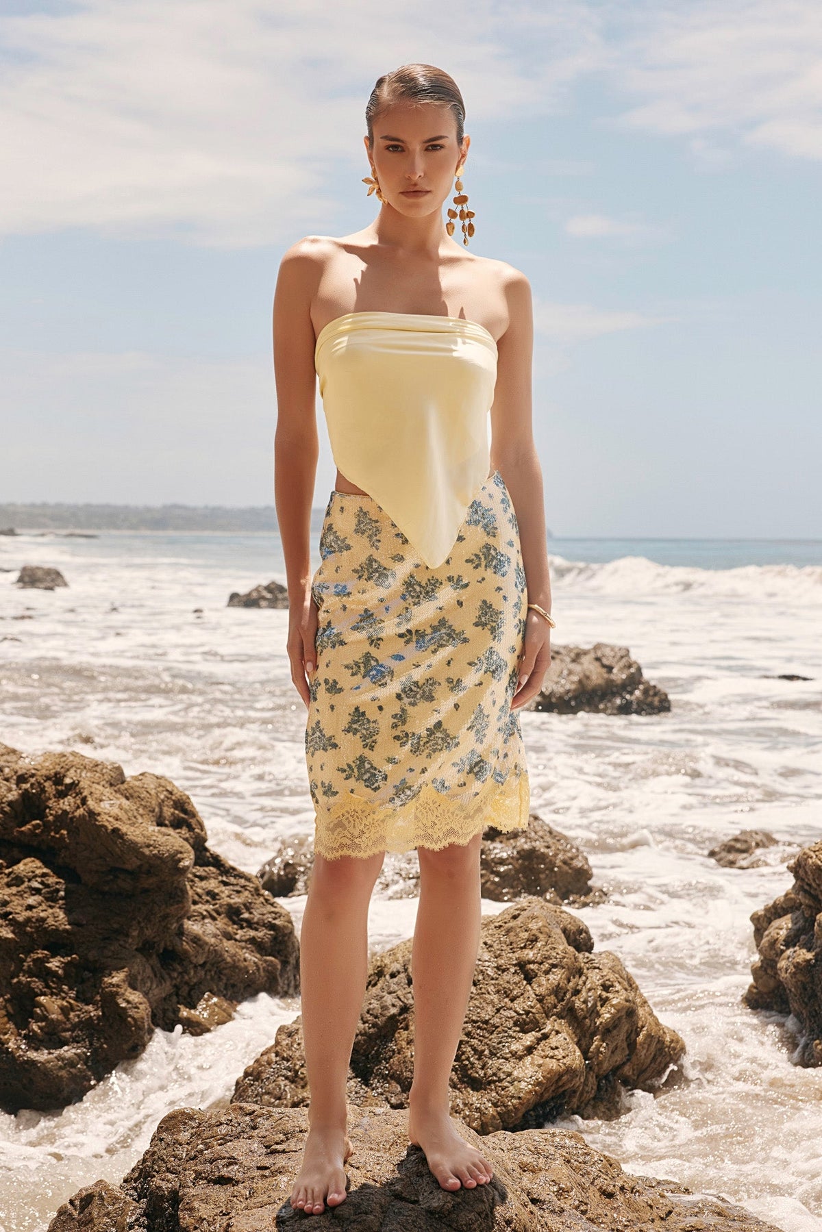 ENDLESS ROSE - Printed Sequin Midi Skirt - SKIRTS available at Objectrare