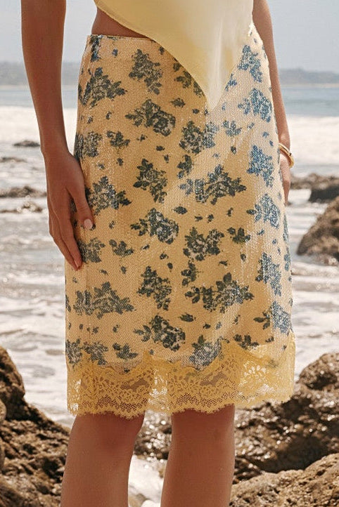 ENDLESS ROSE - Printed Sequin Midi Skirt - SKIRTS available at Objectrare