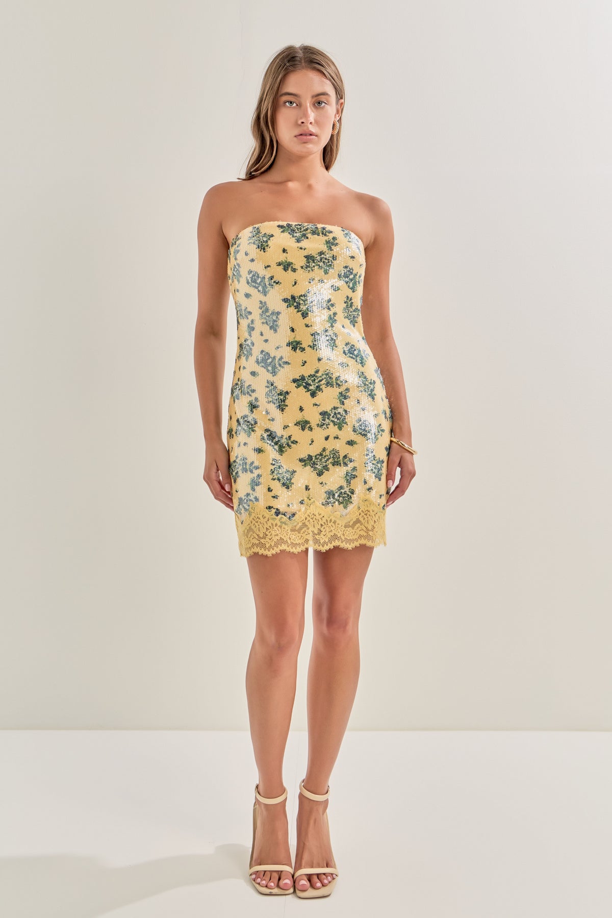 ENDLESS ROSE - Printed Sequined Mini Dress - DRESSES available at Objectrare