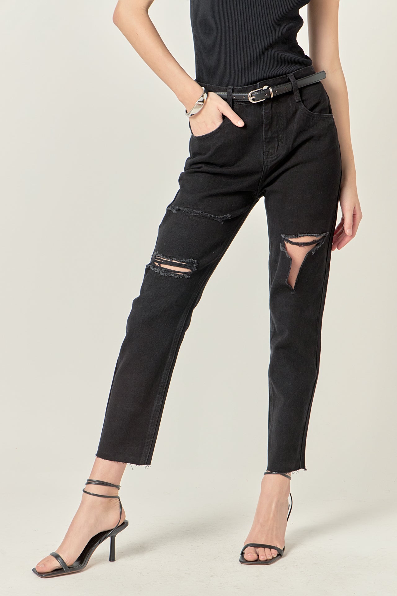 ENGLISH FACTORY - Destroyed Mom Jeans - JEANS available at Objectrare