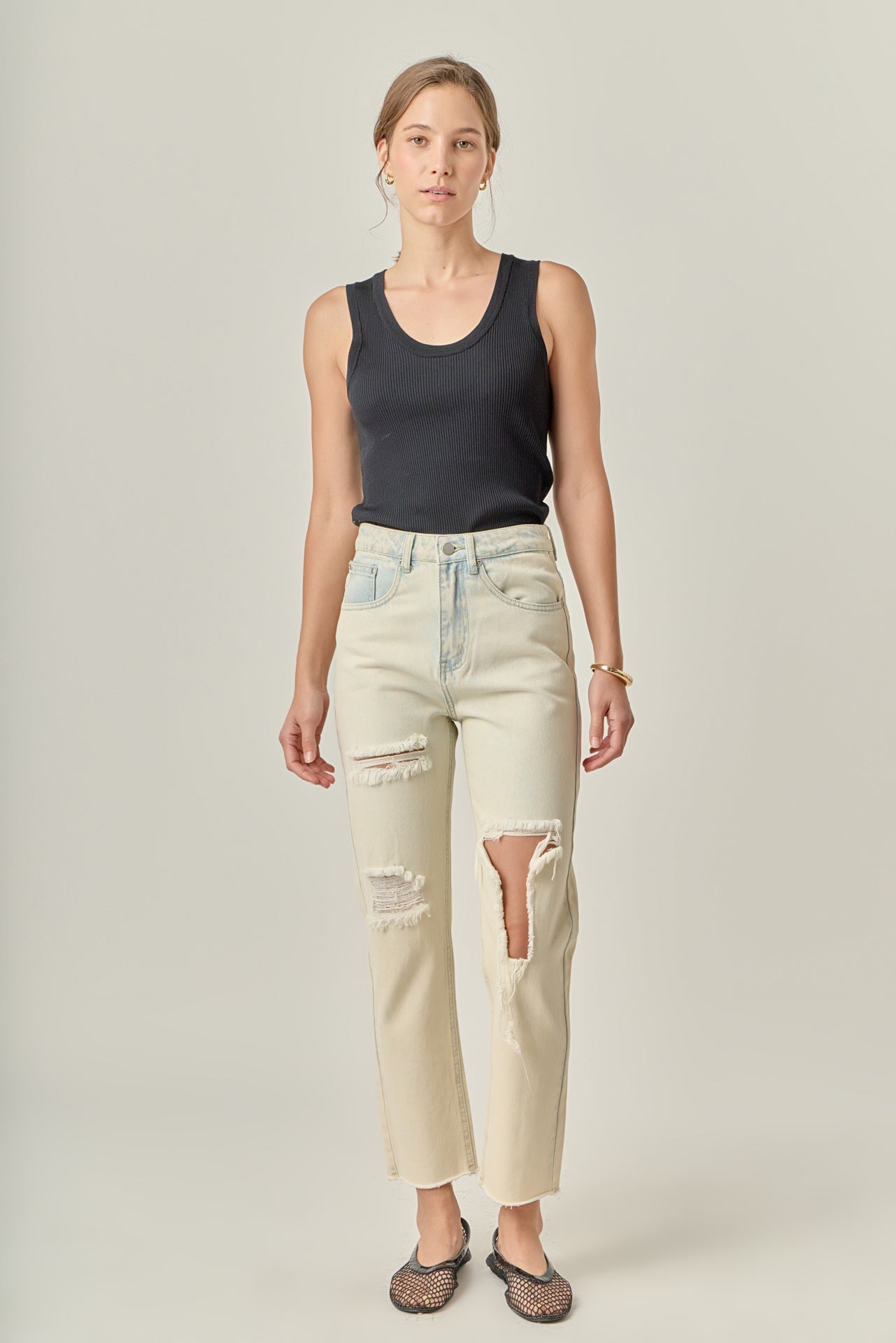 ENGLISH FACTORY - Destroyed Mom Jeans - JEANS available at Objectrare
