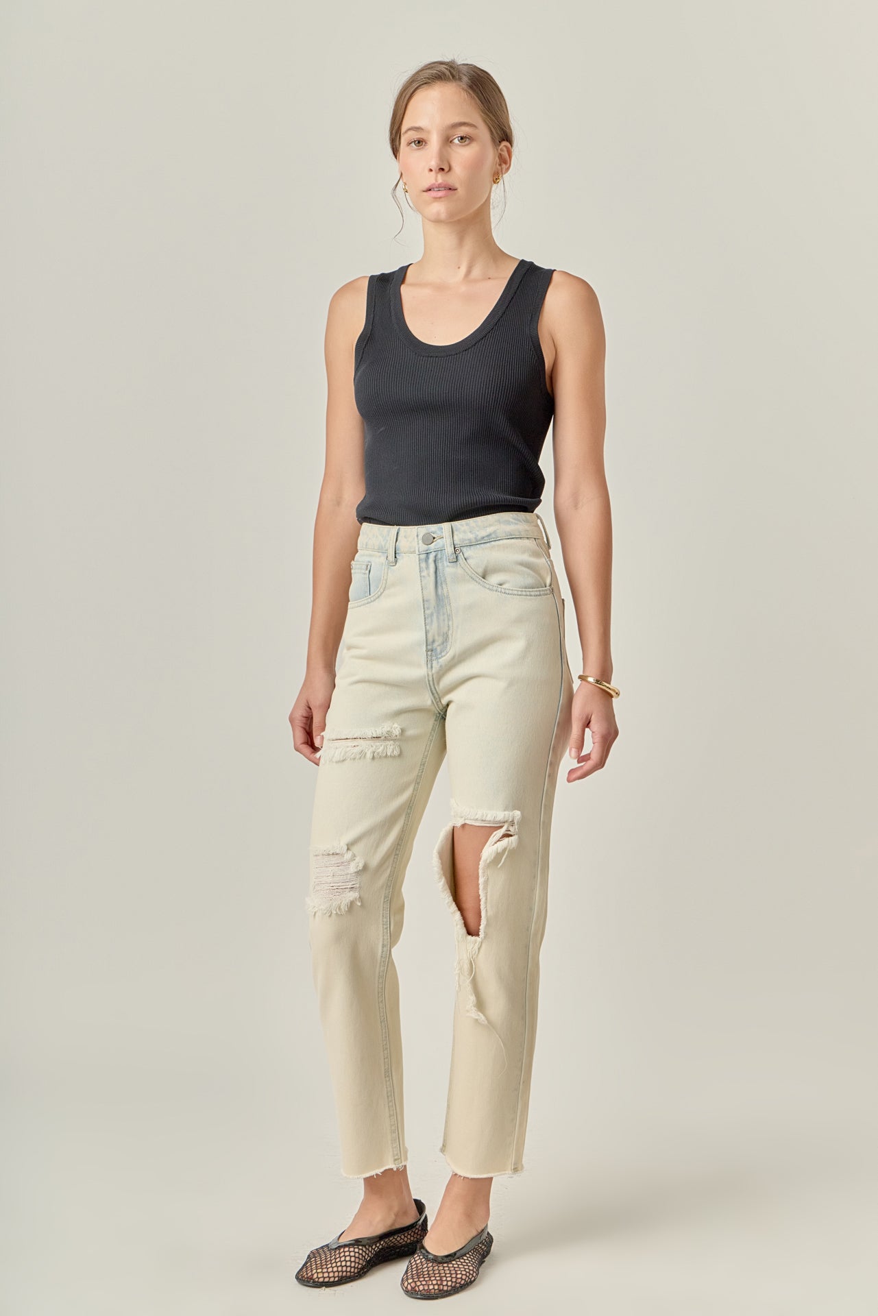 ENGLISH FACTORY - Destroyed Mom Jeans - JEANS available at Objectrare