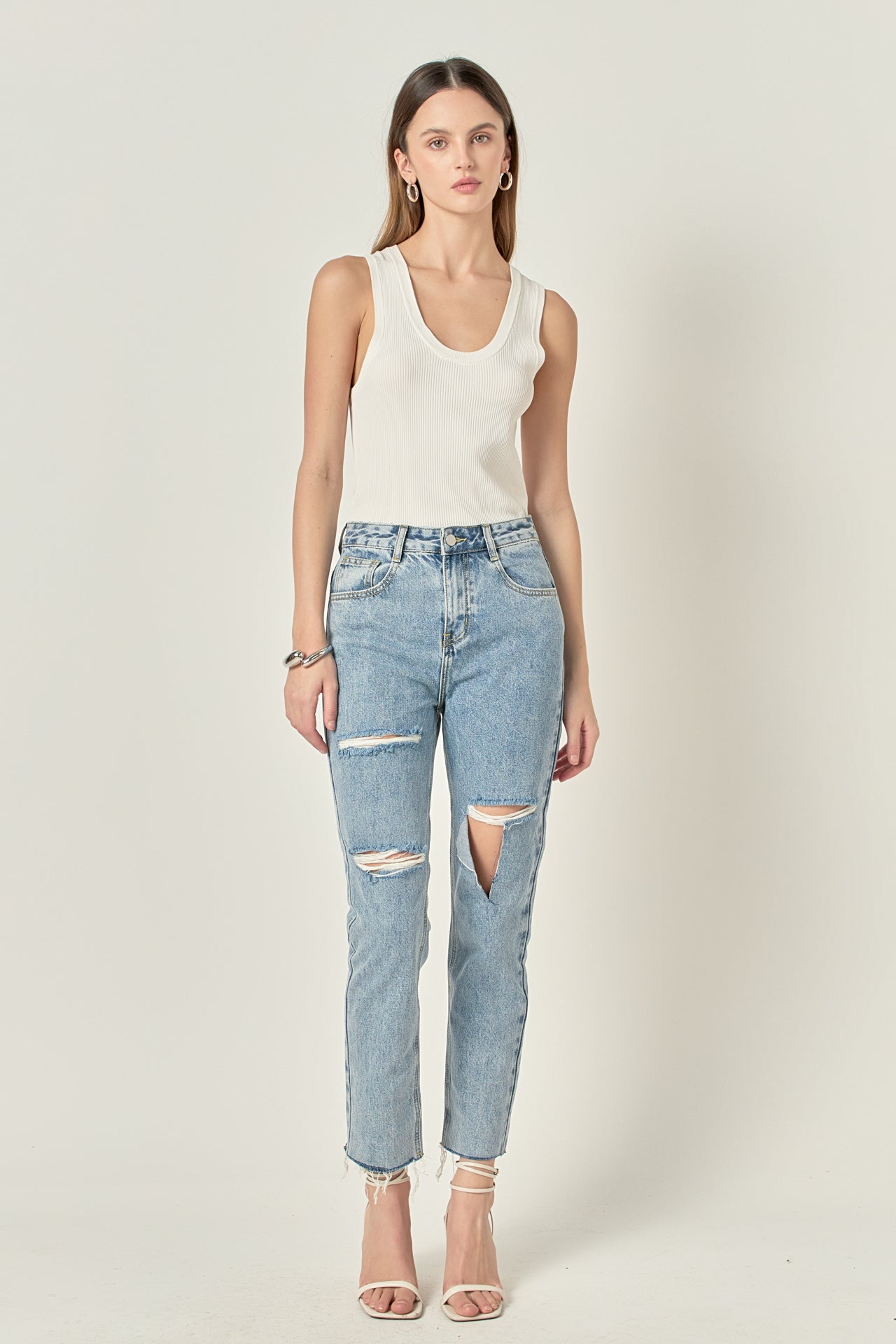 ENGLISH FACTORY - Destroyed Mom Jeans - JEANS available at Objectrare