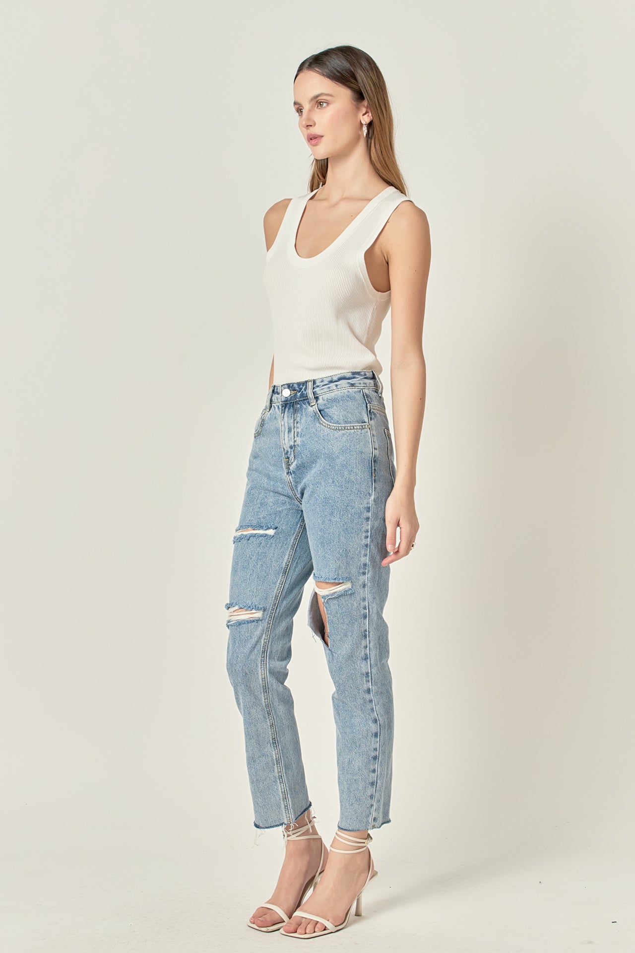 ENGLISH FACTORY - Destroyed Mom Jeans - JEANS available at Objectrare
