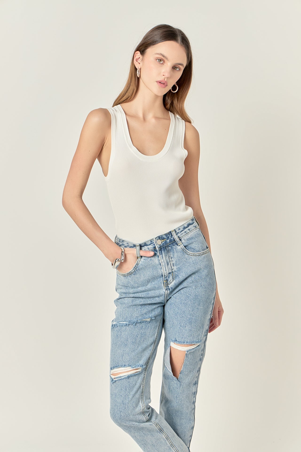 ENGLISH FACTORY - Destroyed Mom Jeans - JEANS available at Objectrare