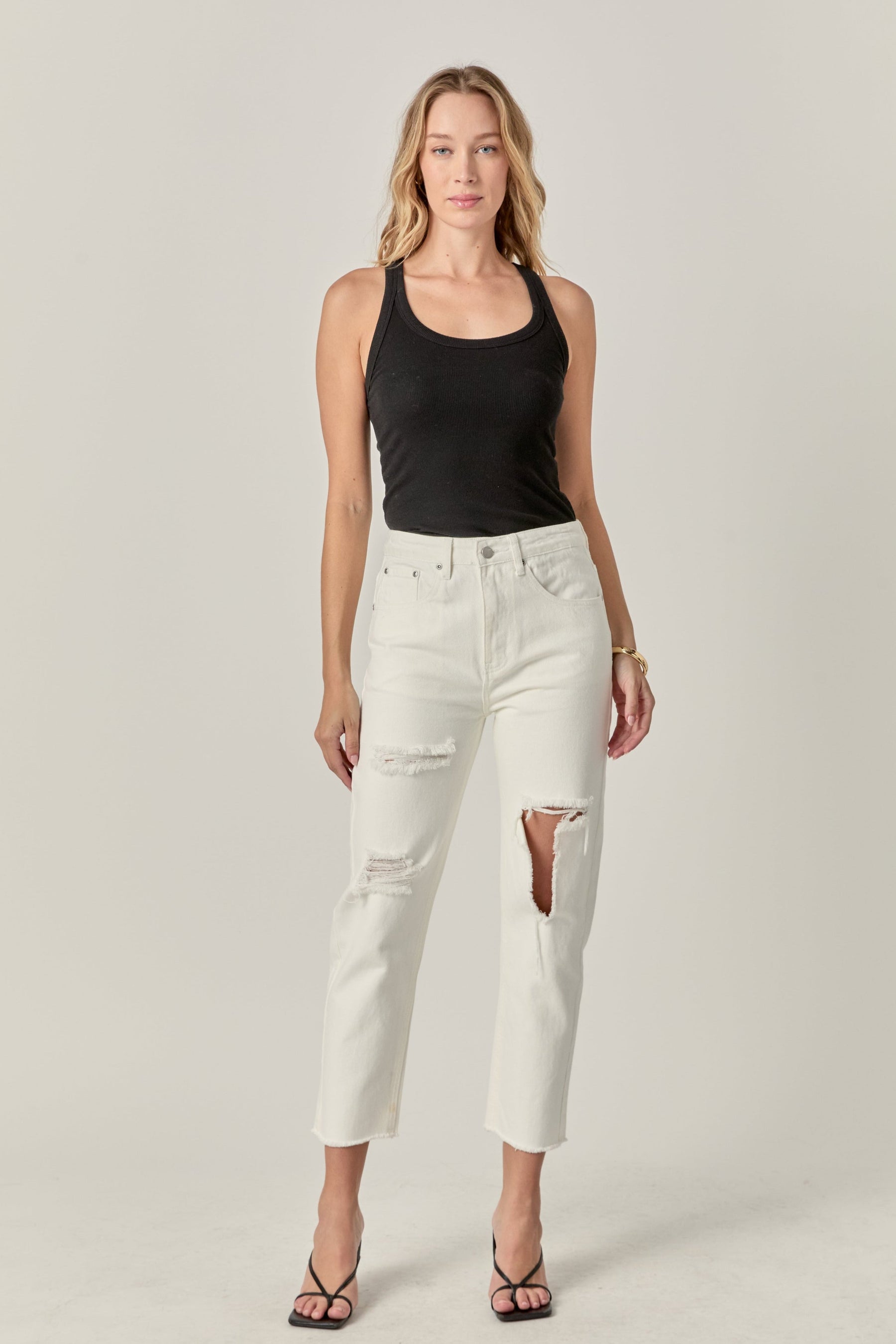 ENGLISH FACTORY - Destroyed Mom Jeans - JEANS available at Objectrare