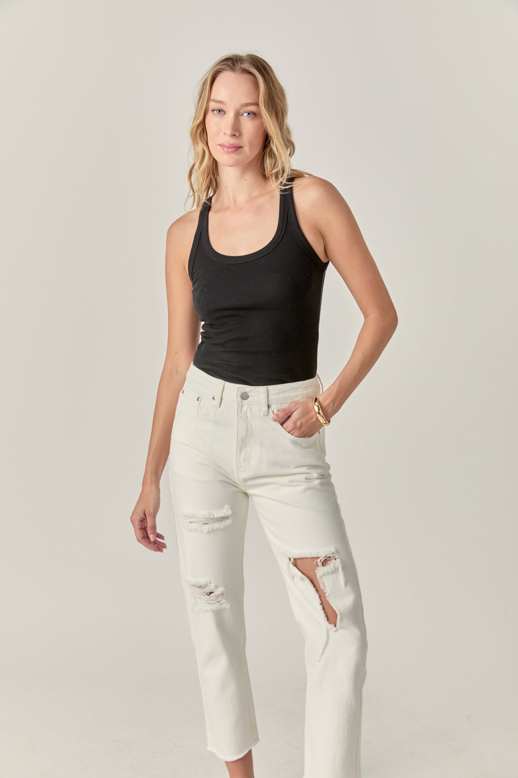 ENGLISH FACTORY - Destroyed Mom Jeans - JEANS available at Objectrare