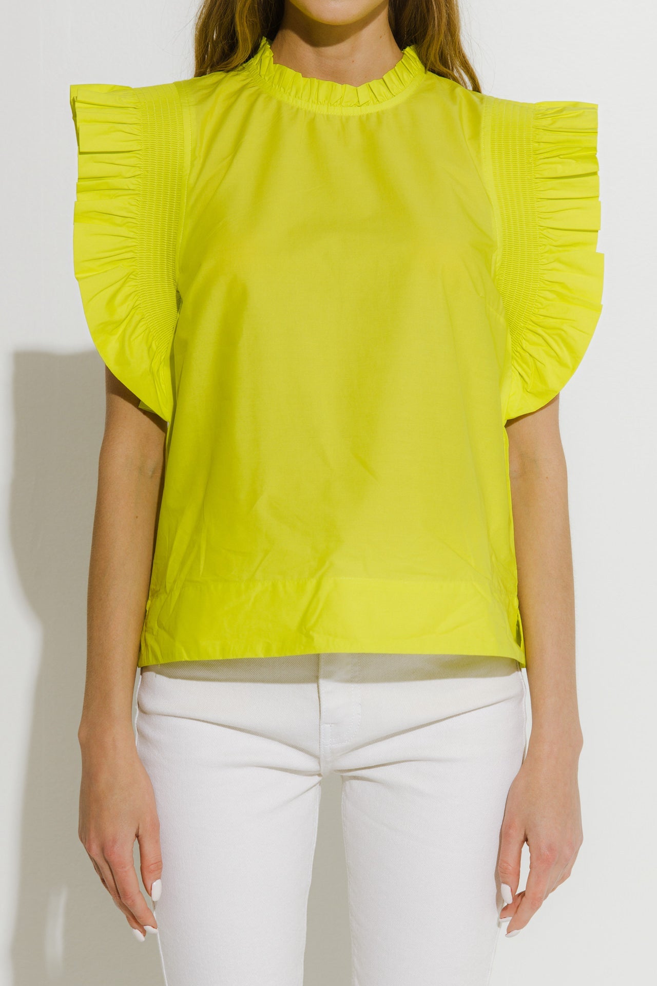 Ruffle Sleeve Poplin Top