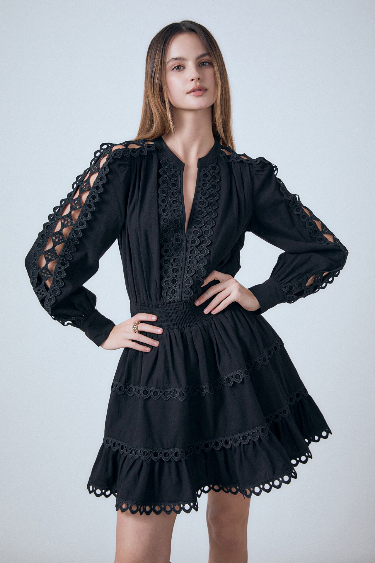 ENDLESS ROSE - Lace Trim Mini Dress - DRESSES available at Objectrare