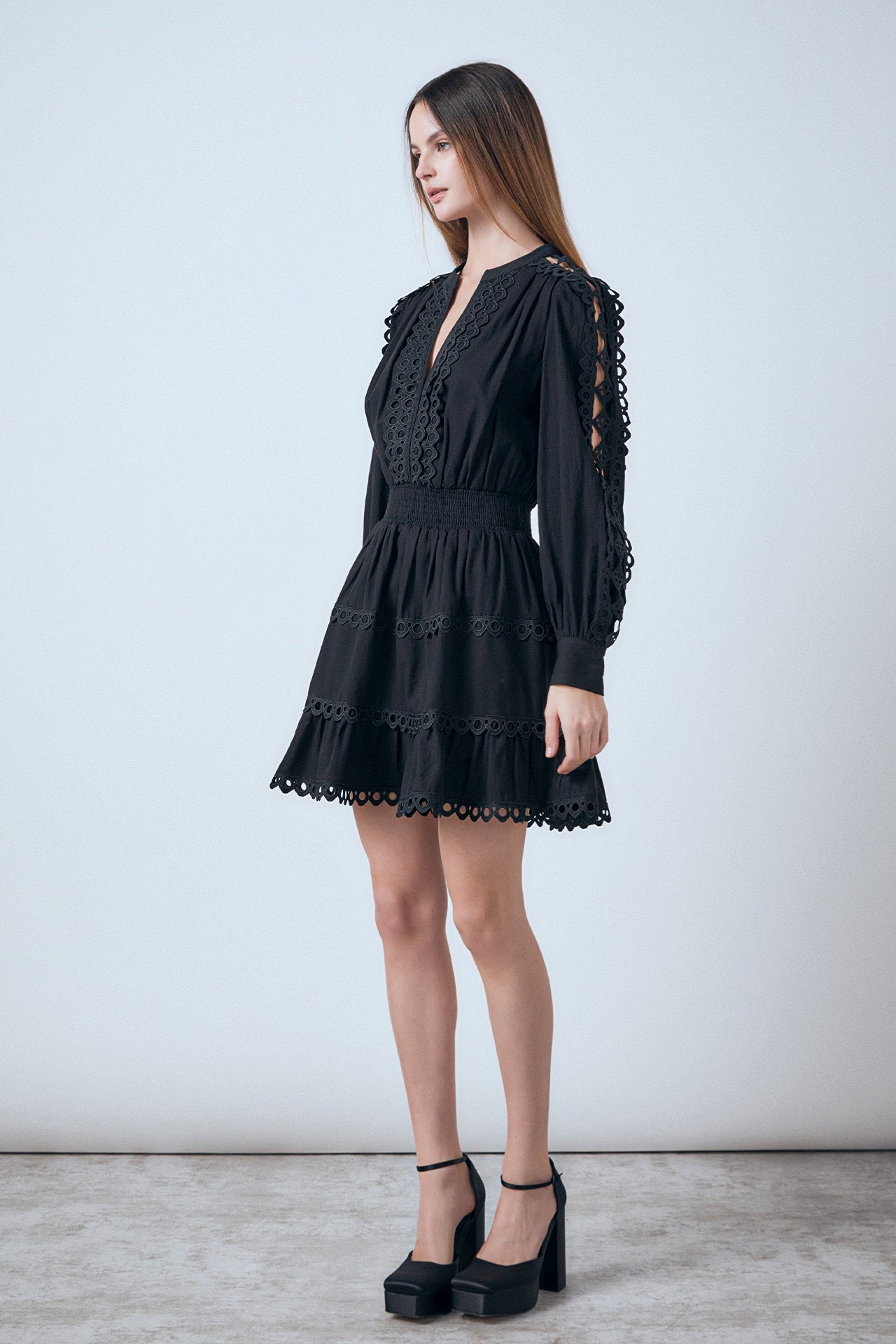 ENDLESS ROSE - Lace Trim Mini Dress - DRESSES available at Objectrare