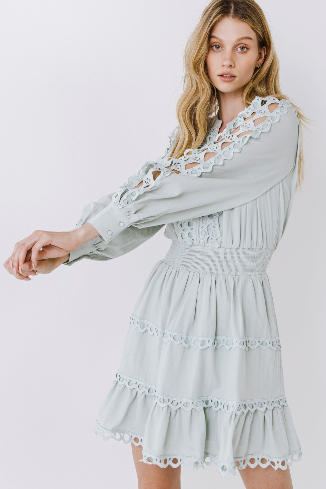 ENDLESS ROSE - Lace Trim Mini Dress - DRESSES available at Objectrare