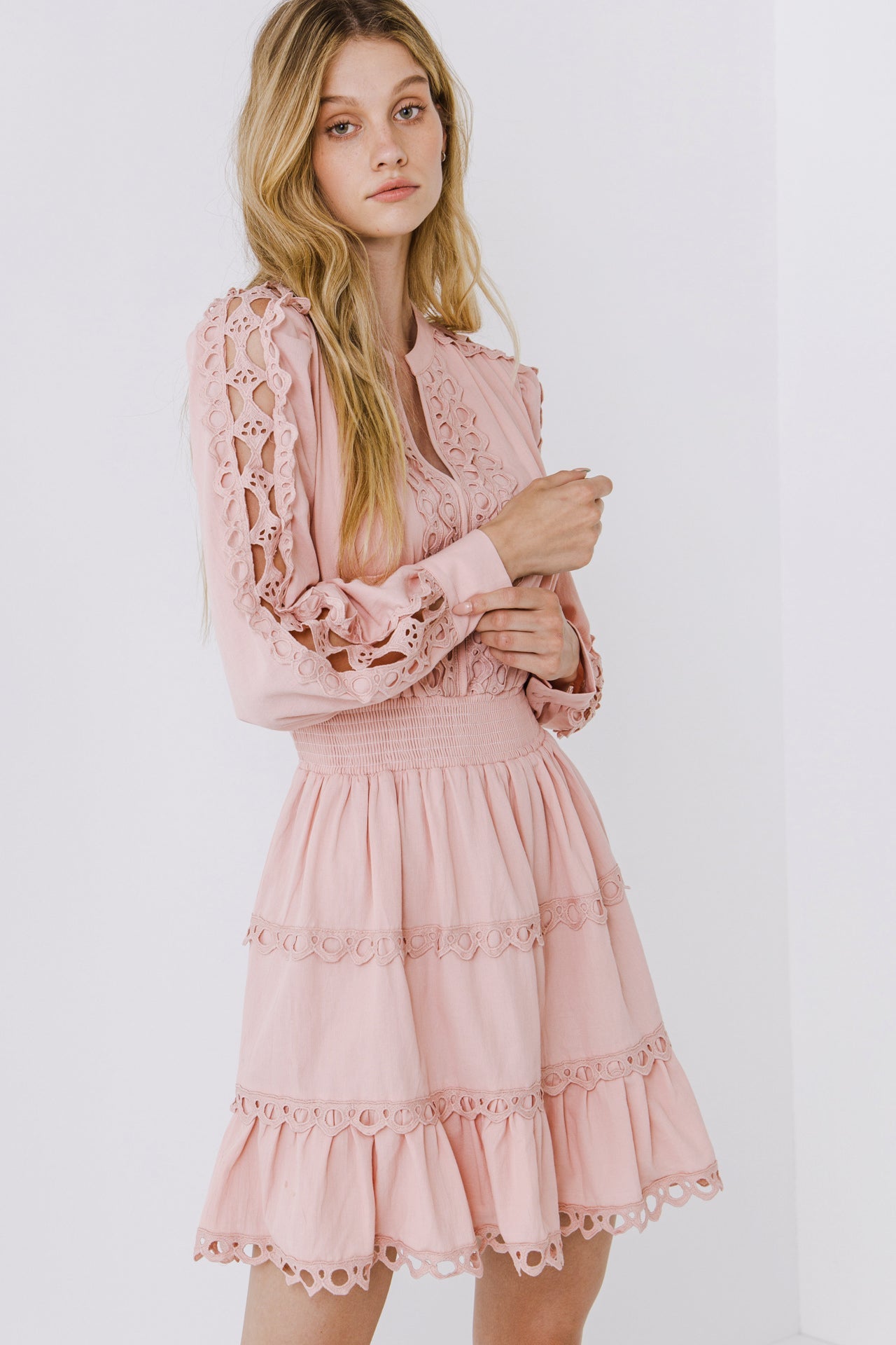 ENDLESS ROSE - Lace Trim Mini Dress - DRESSES available at Objectrare