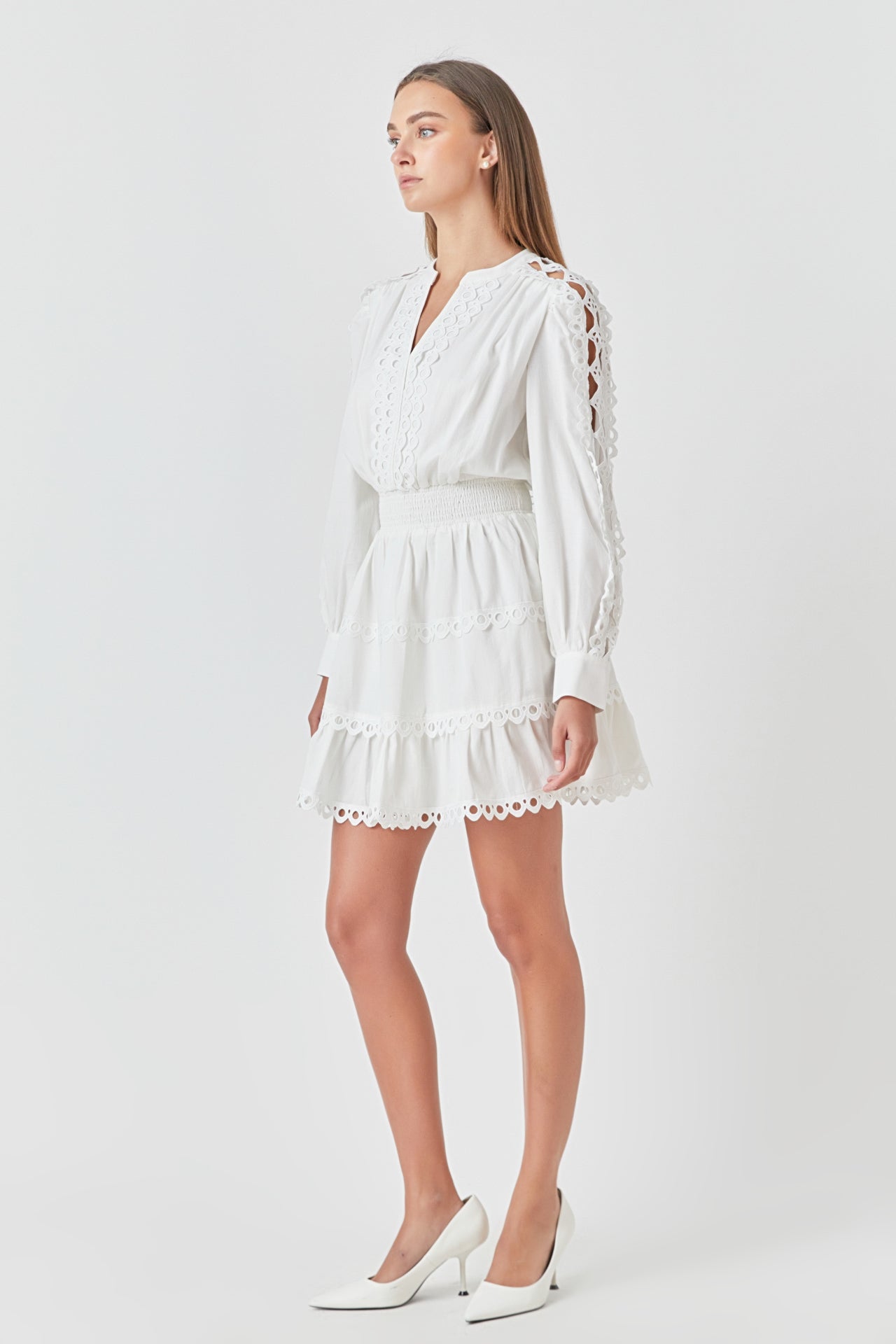 ENDLESS ROSE - Lace Trim Mini Dress - DRESSES available at Objectrare