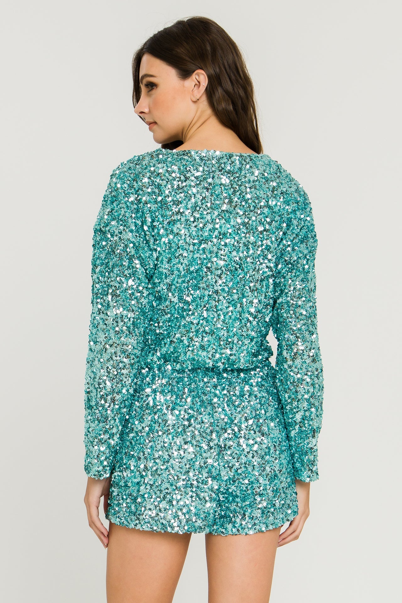 ENDLESS ROSE - Sequin Wrap Romper - ROMPERS available at Objectrare