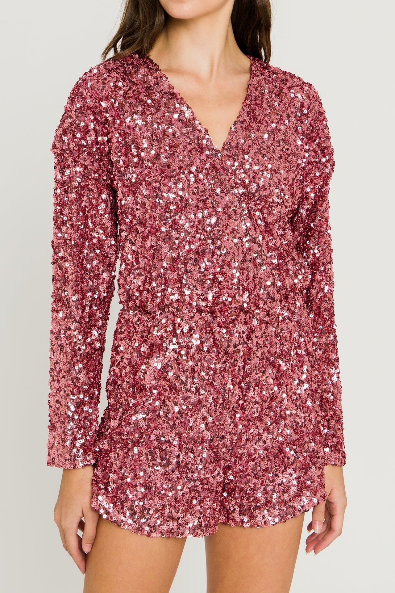 ENDLESS ROSE - Sequin Wrap Romper - ROMPERS available at Objectrare