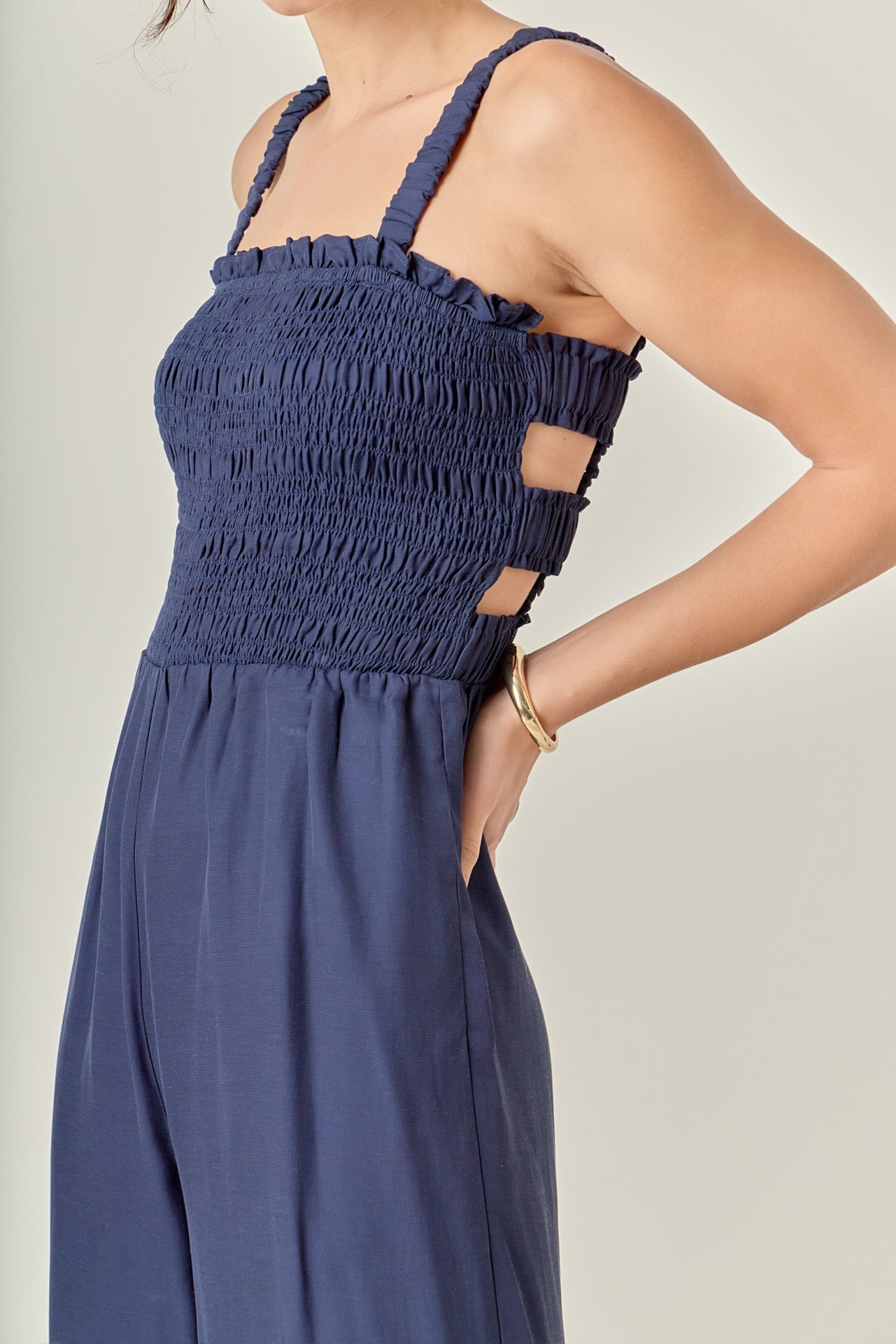 ENGLISH FACTORY - Elastic Strap Detail Jumpsuit - JUMPSUITS available at Objectrare