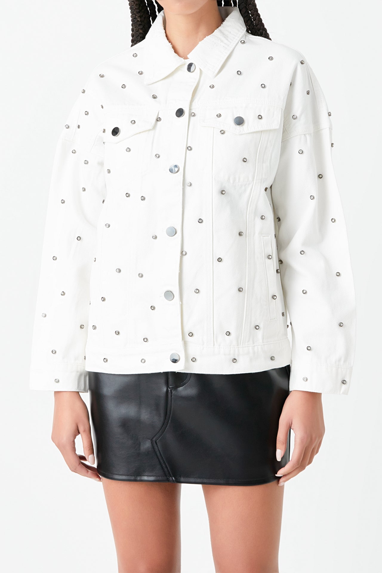 GREY LAB - Studded Denim Jacket - JACKETS available at Objectrare