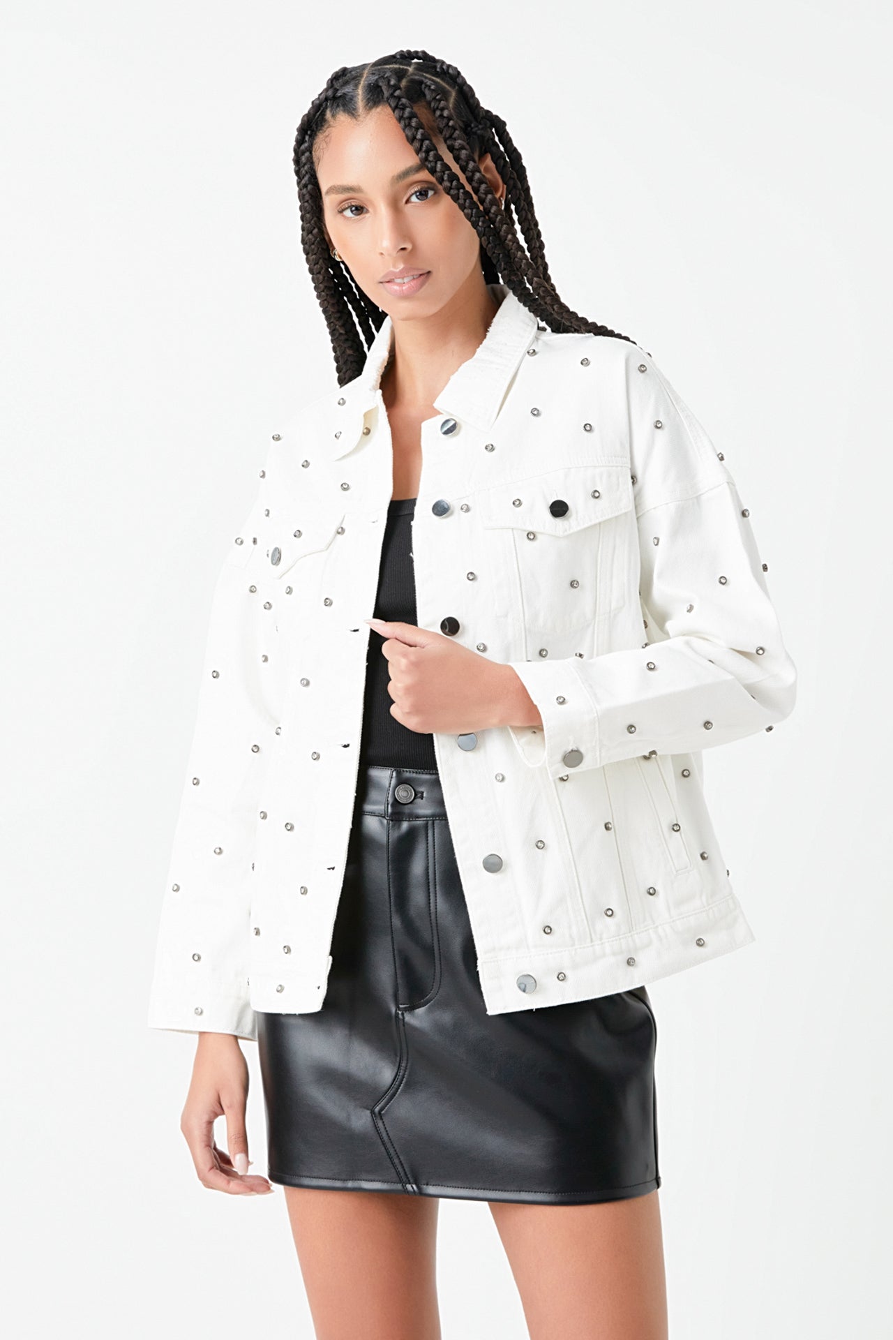 GREY LAB - Studded Denim Jacket - JACKETS available at Objectrare