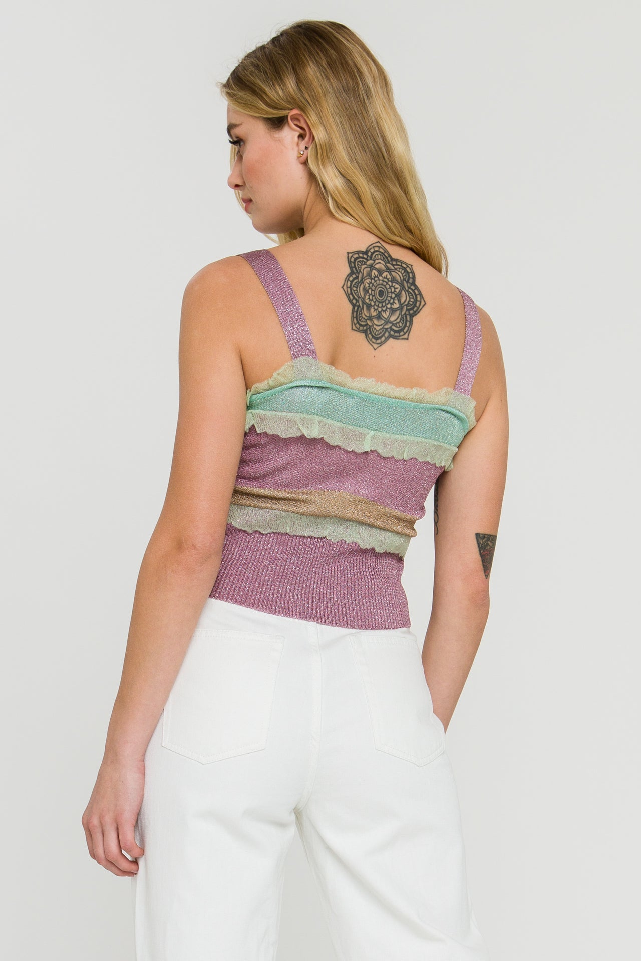 ENDLESS ROSE - Color Block Metallic Knit Top - SWEATERS & KNITS available at Objectrare