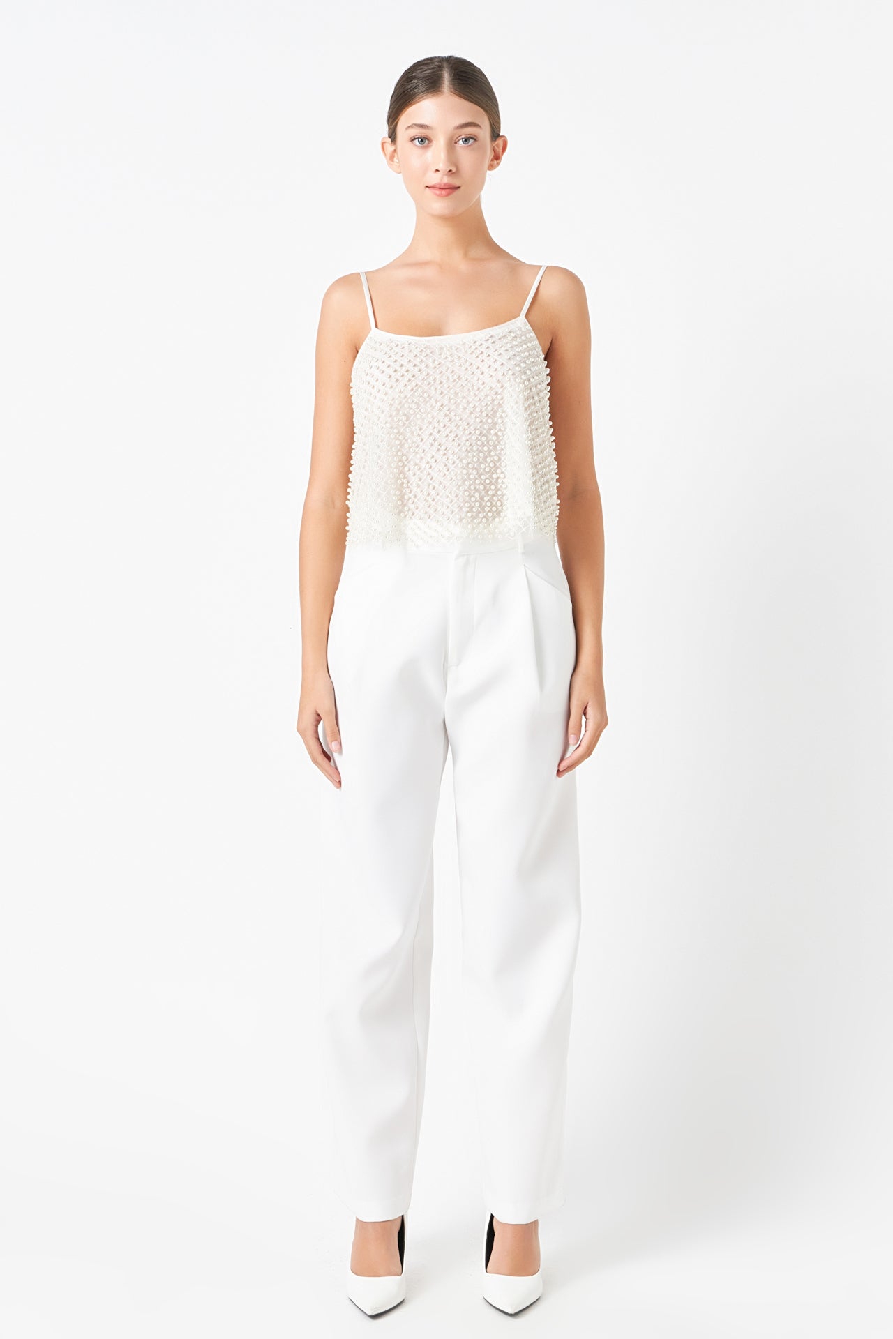 ENDLESS ROSE - Pearl Embellished Cami Top - CAMI TOPS & TANK available at Objectrare