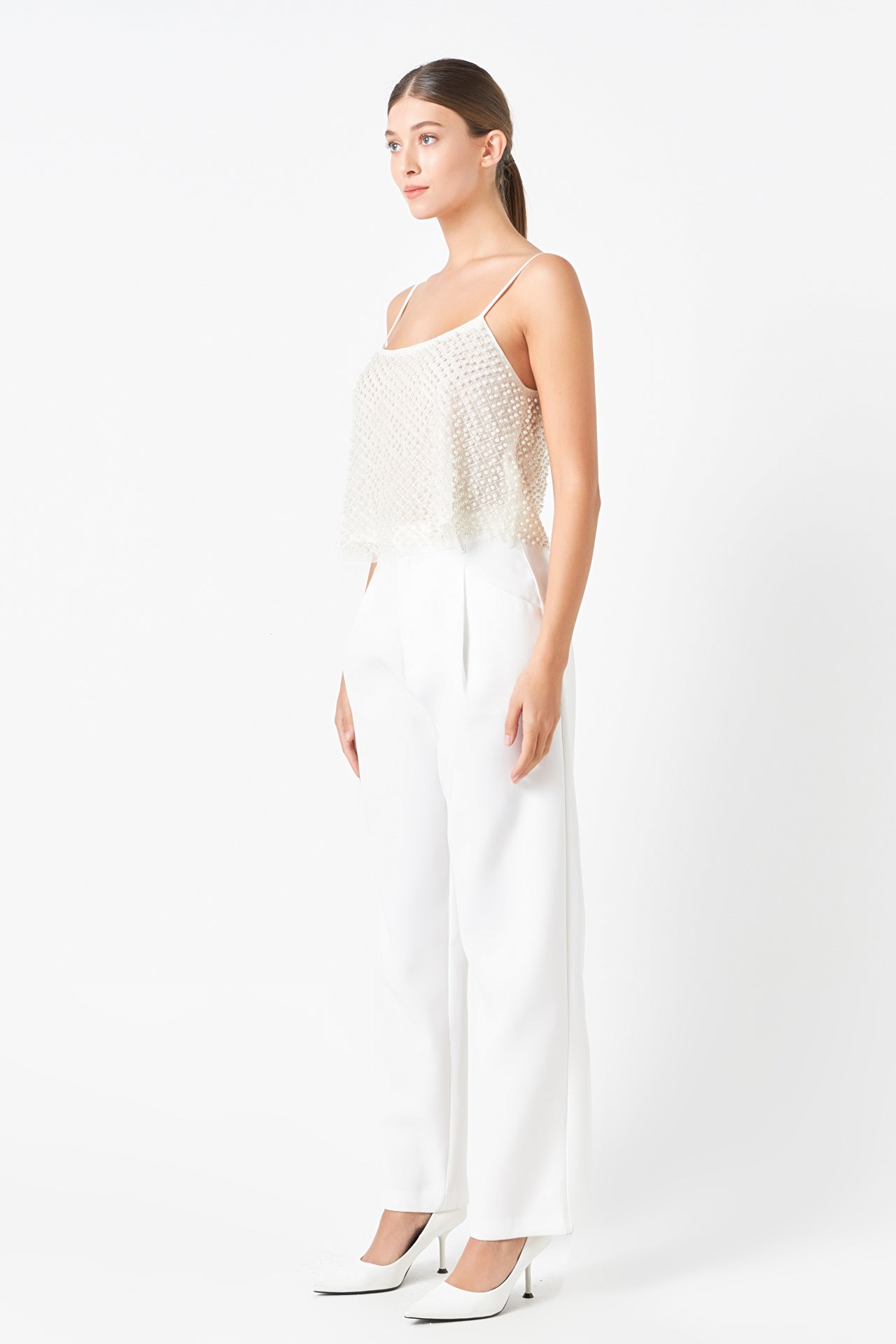 ENDLESS ROSE - Pearl Embellished Cami Top - CAMI TOPS & TANK available at Objectrare