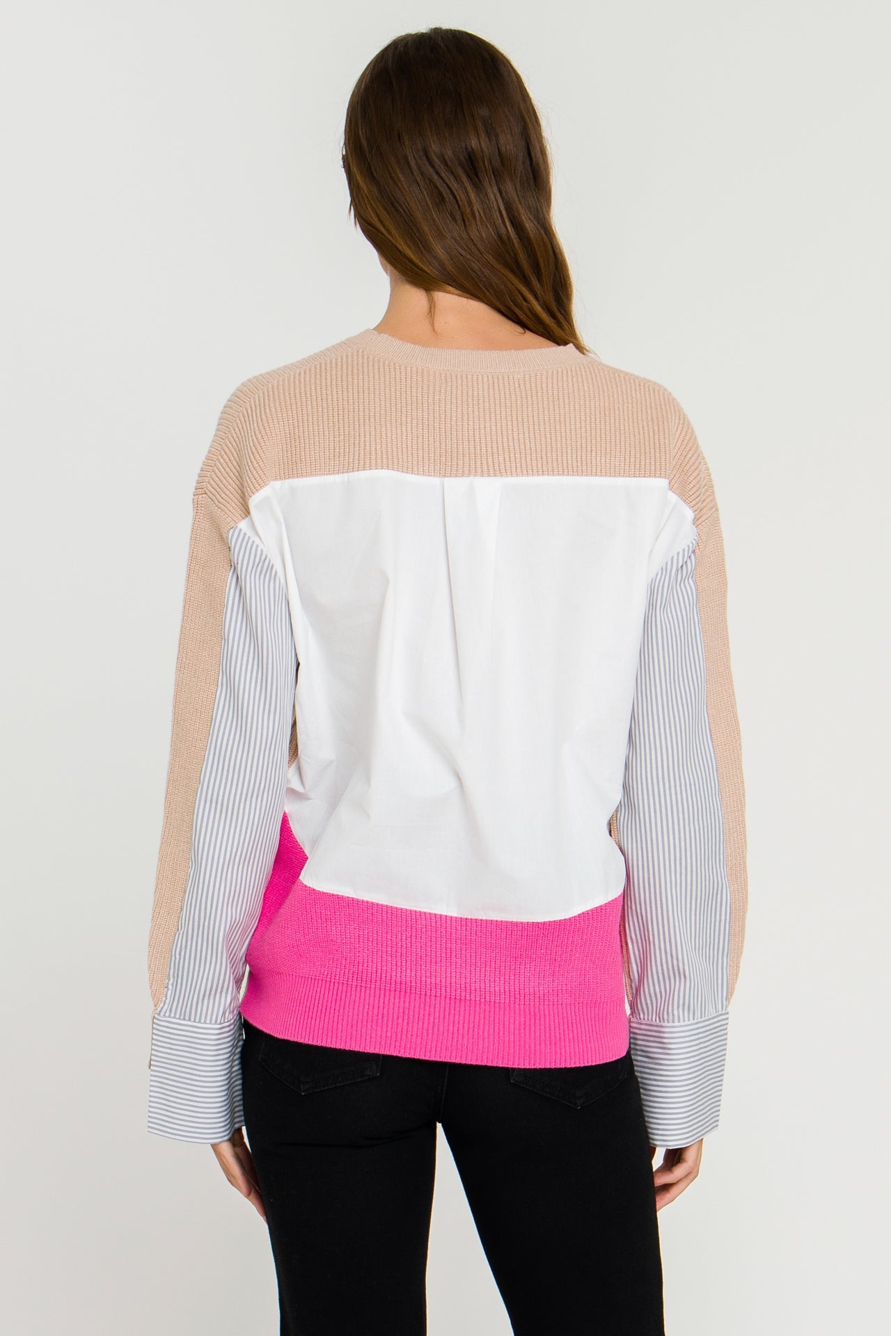 ENGLISH FACTORY - Mix Media Color Block Sweater - SWEATERS & KNITS available at Objectrare