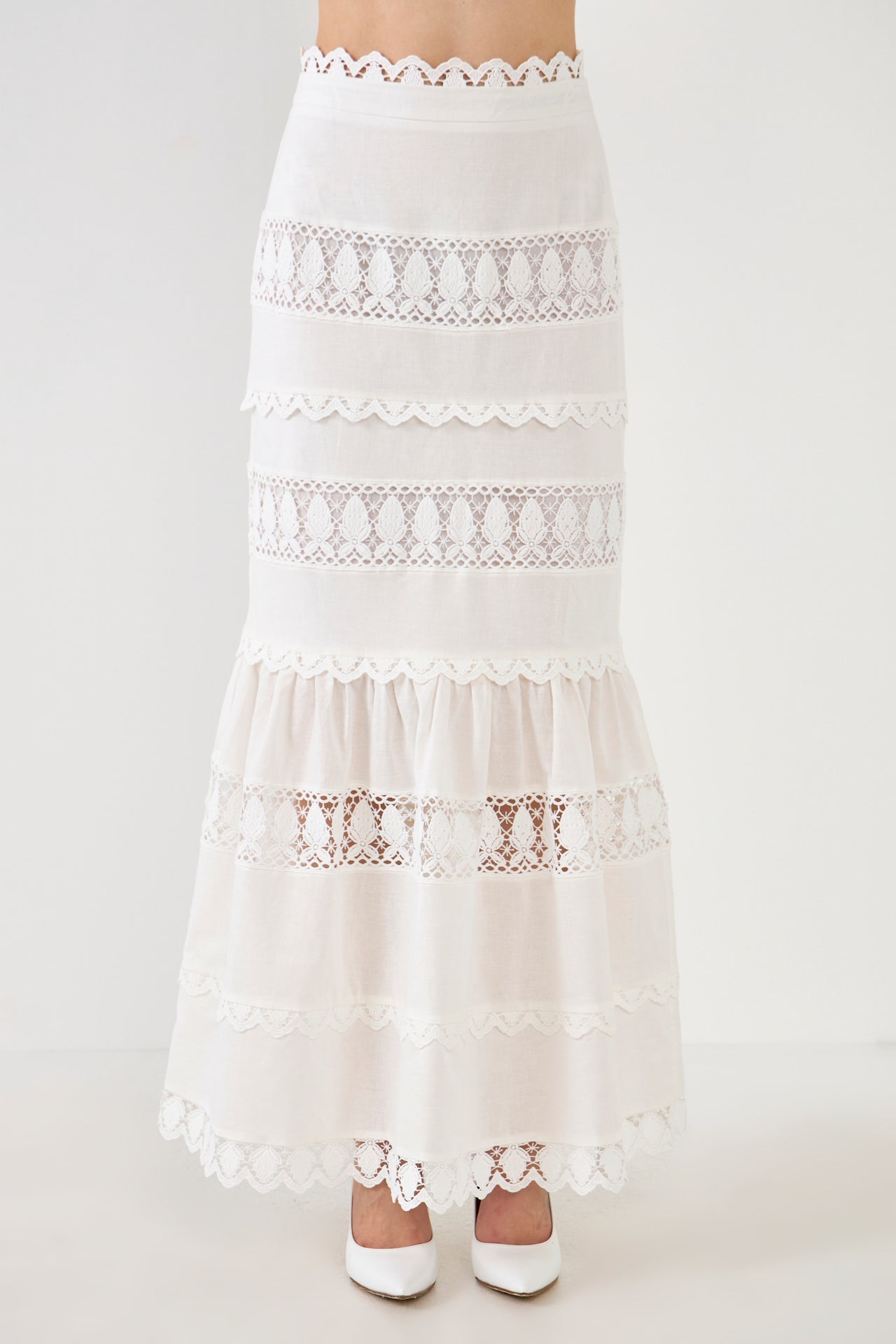 ENDLESS ROSE - Lace Trim Maxi Skirt - SKIRTS available at Objectrare