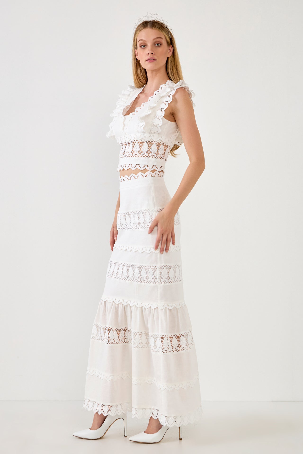 ENDLESS ROSE - Lace Trim Maxi Skirt - SKIRTS available at Objectrare