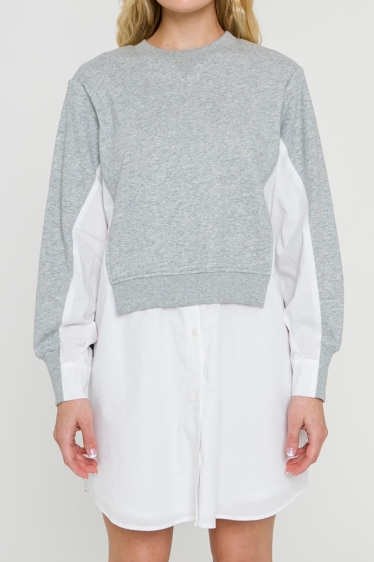 ENGLISH FACTORY - Sweatshirt With Poplin Combo - DRESSES available at Objectrare