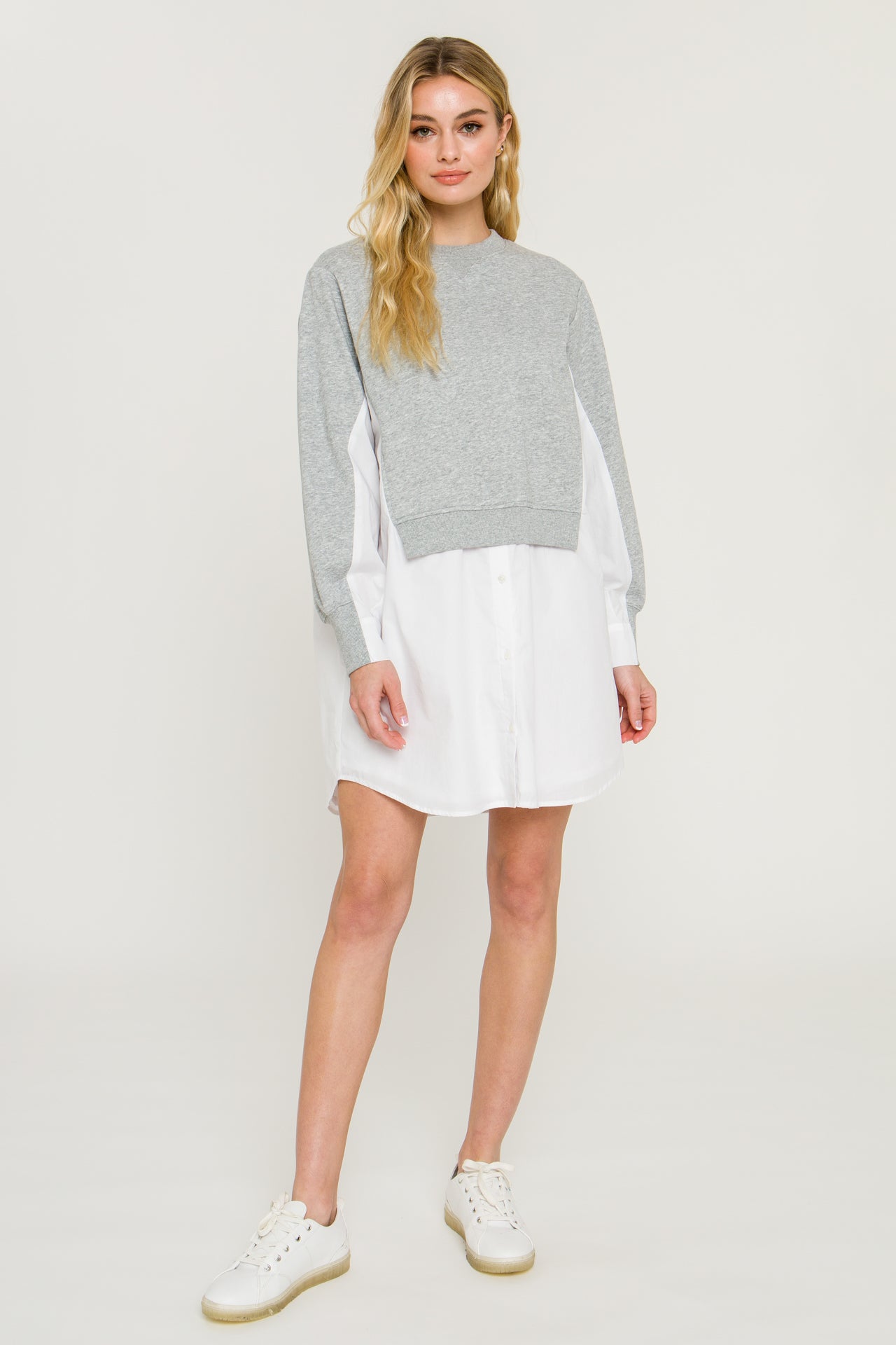 ENGLISH FACTORY - Sweatshirt With Poplin Combo - DRESSES available at Objectrare