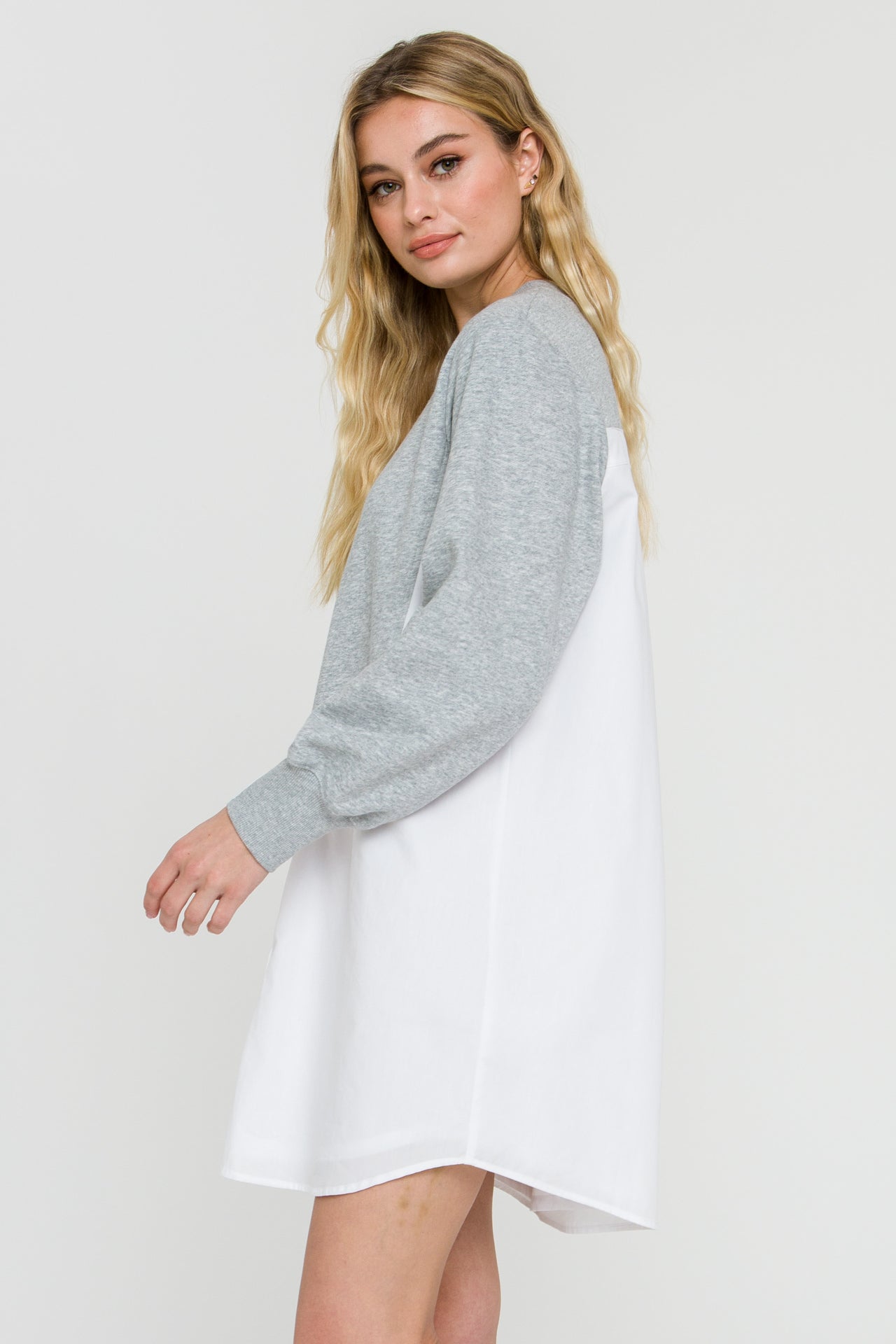 ENGLISH FACTORY - Sweatshirt With Poplin Combo - DRESSES available at Objectrare