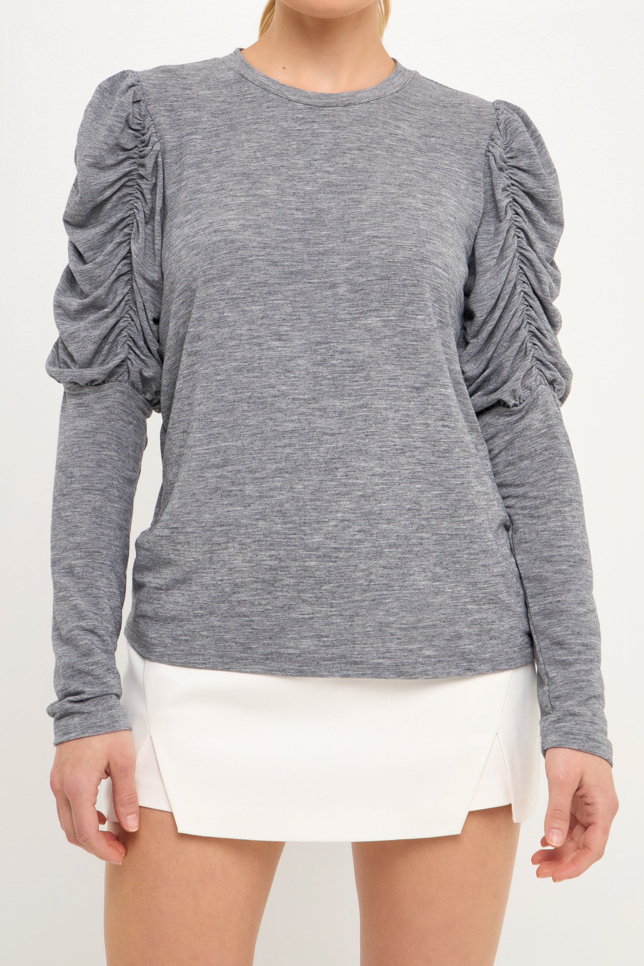ENGLISH FACTORY - Ruched Sleeve Knit Top - SWEATERS & KNITS available at Objectrare